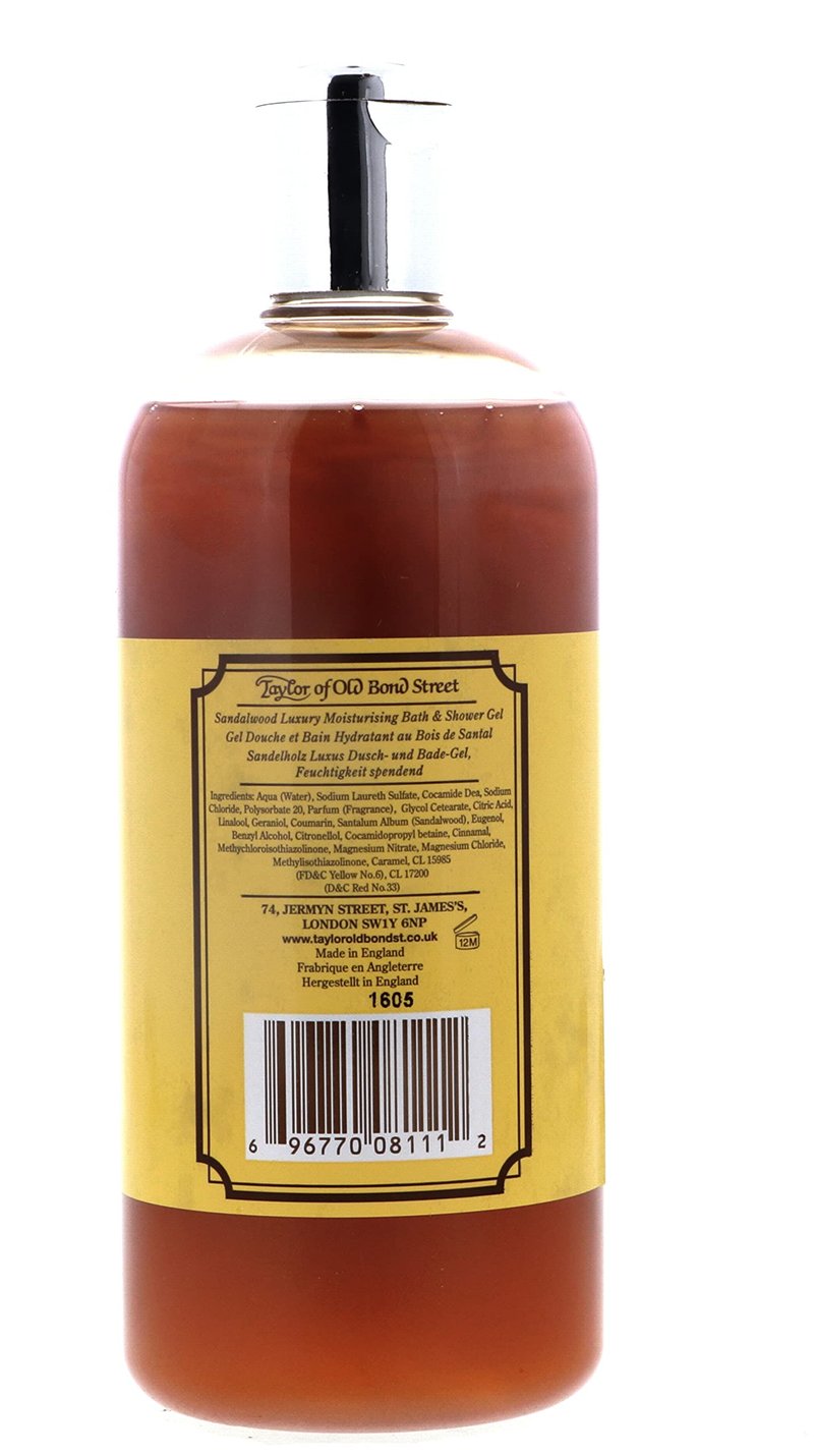 Taylor of Old Bond Street Sandalwood Moisturizing Bath and Shower Gel, 500 ml