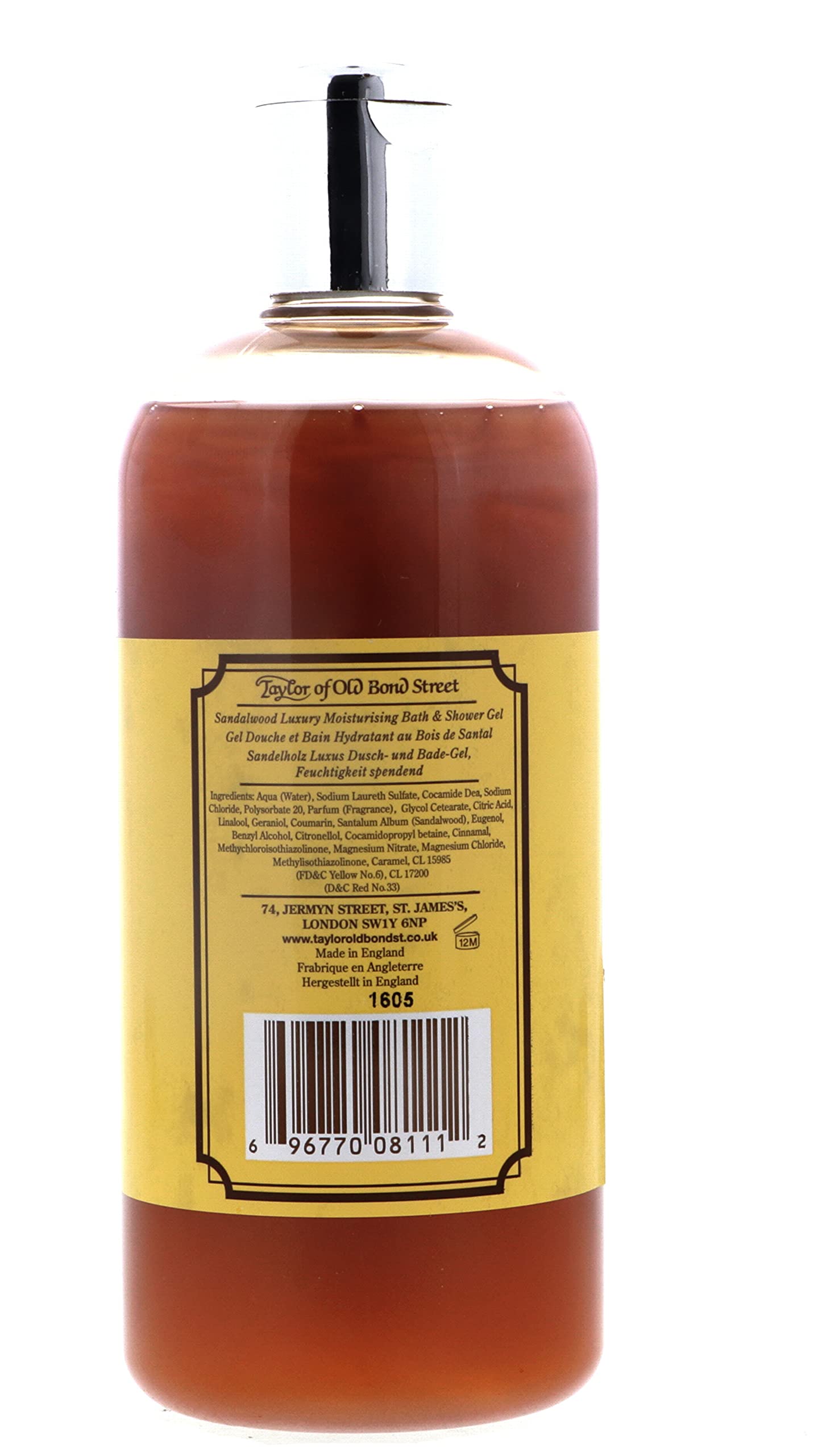 Taylor of Old Bond Street Sandalwood Moisturizing Bath and Shower Gel, 500 ml