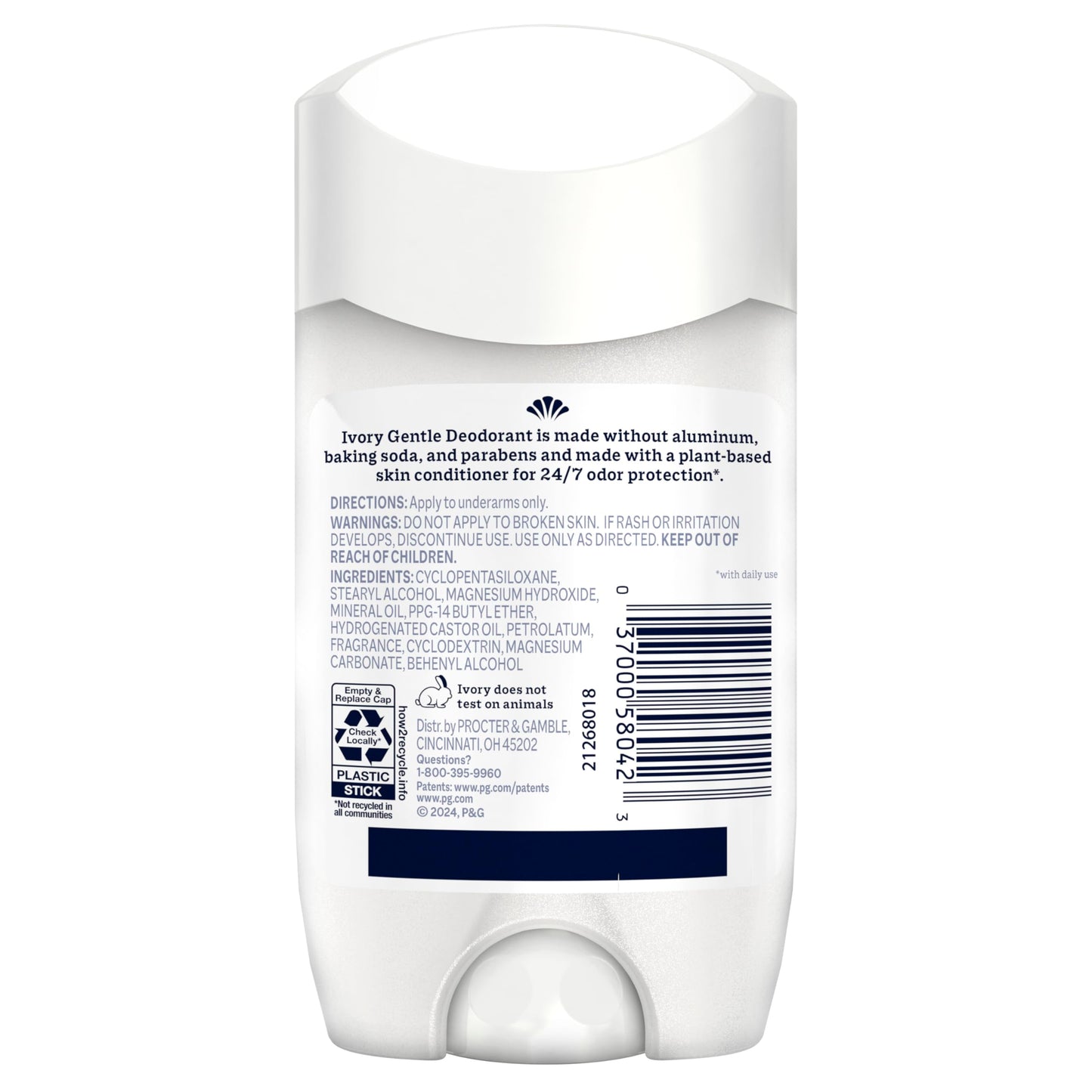 Ivory Gentle Deodorant Notes of Lavender, 24hr Gentle Deodorant, Dermatologist Tested, Baking Soda Free, Paraben Free, 2.4oz (Pack of 6)