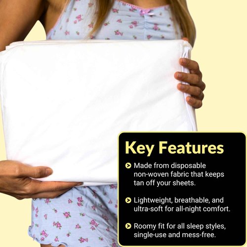 KOBBTAN Self Tan Sleep Sack Set – Disposable Tanning Sheet Protector for Bed – Breathable, Hygienic Self Tan Sleeping Sack – Protects Sheets from Tanning Lotion Stains – Bed Protector 4-Pack