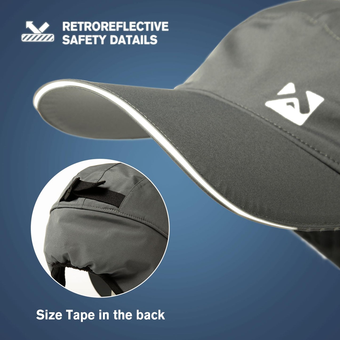 TOP-EX M/L Men Women Waterproof Winter Baseball Cap Fleece Earflap Trapper Hat for Cold Weather Big Heads Gray Large