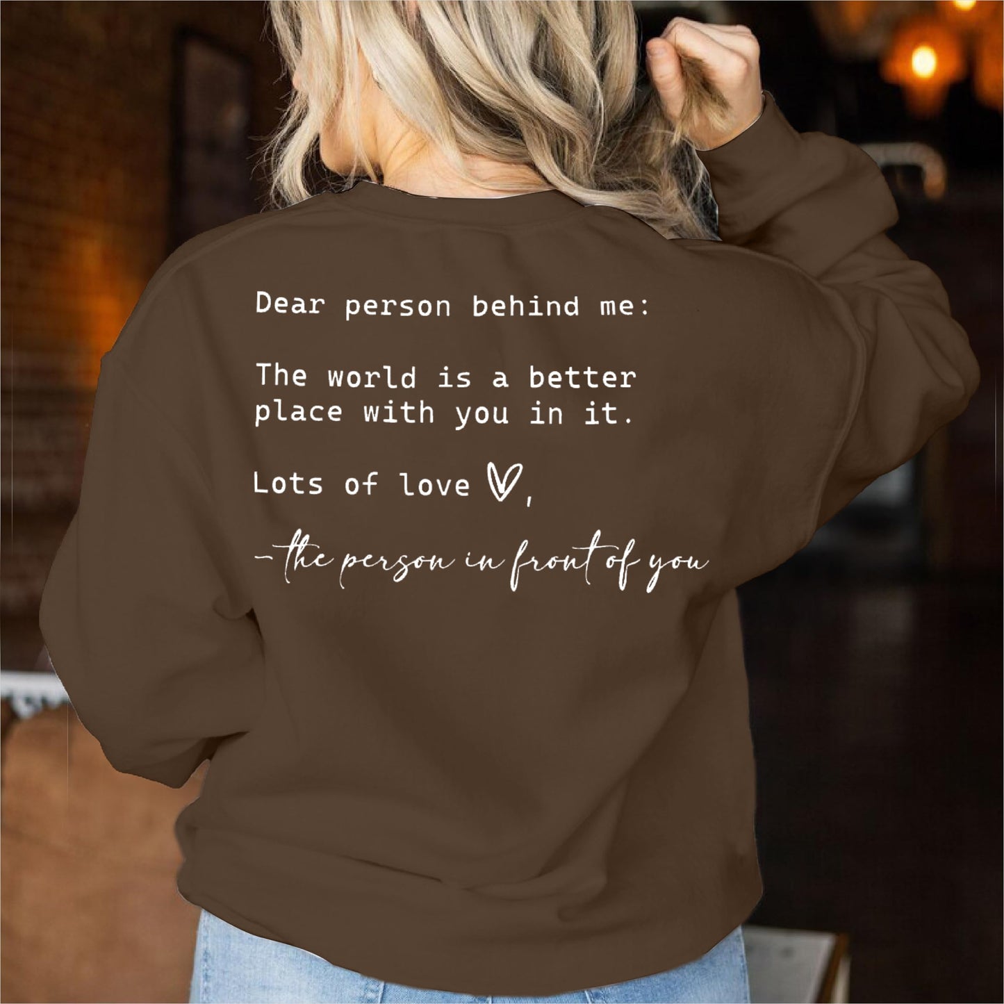 JINTING You Are Enough Sweatshirt for Women Mental Health Dear Person Behind Me Hoodie Shirt Inspirational Pullover Top Brown