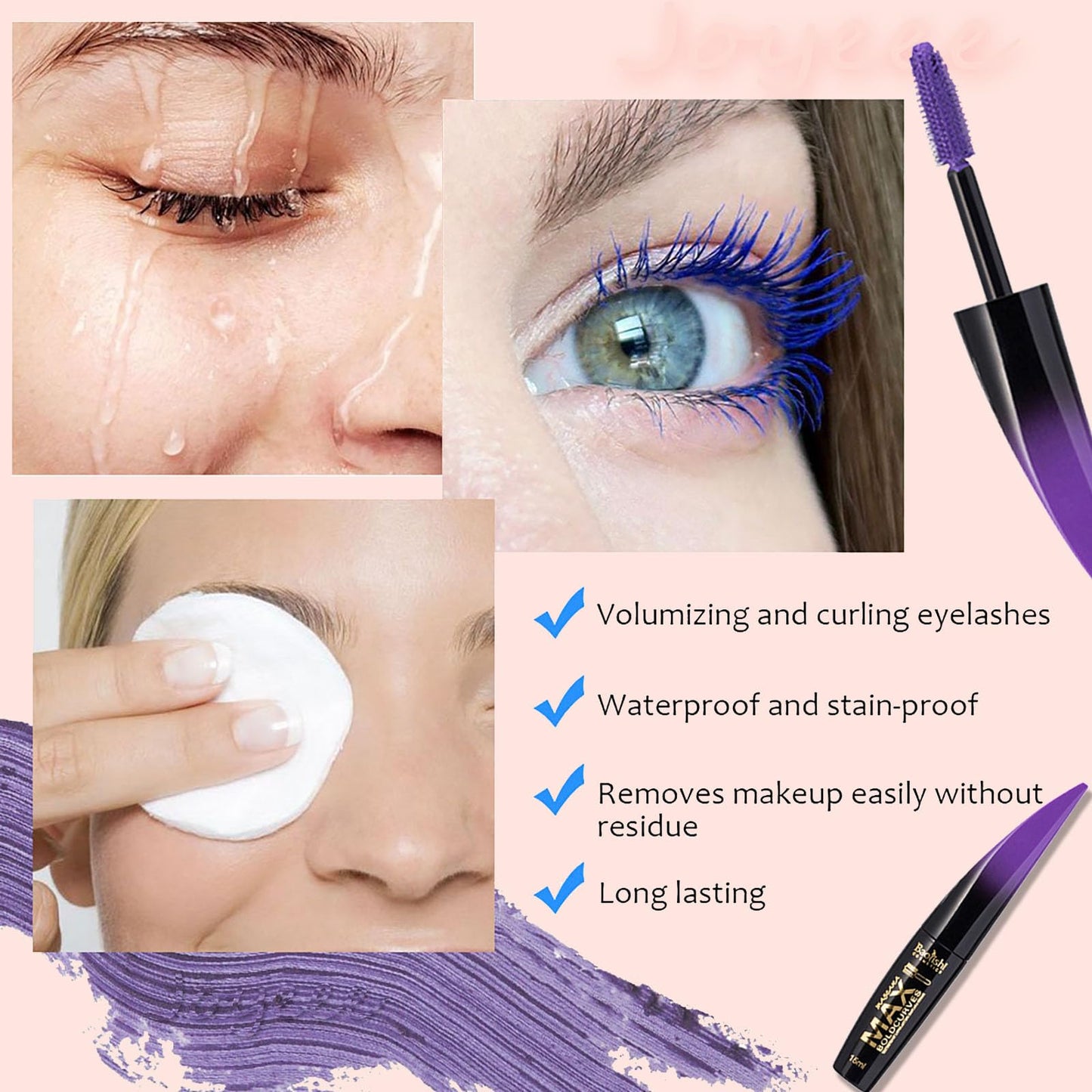 Joyeee 6 Colors Mascara Set, Colorful Mascara Waterproof Long-lasting Volumising Lengthening Curling, Create 3D Charming Eye Makeup, Brilliant Halloween/Christmas Gift Set for Women Teenage Girls#1