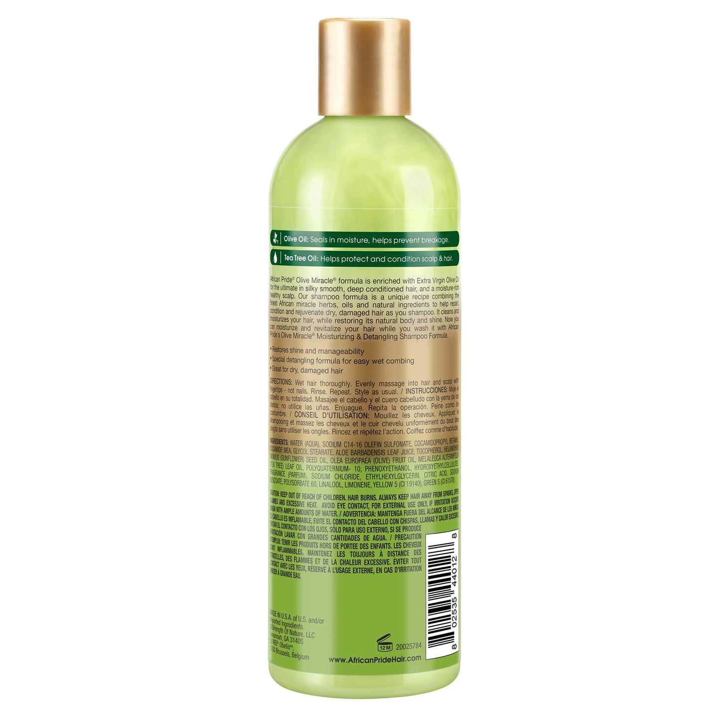 African Pride Olive Miracle 2 in 1 Shampoo & Conditioner, Moisturizing & Detangling for Coily & Curly Hair, with Olive Oil & Flaxseed Oil, 12 oz (Pack of 3)