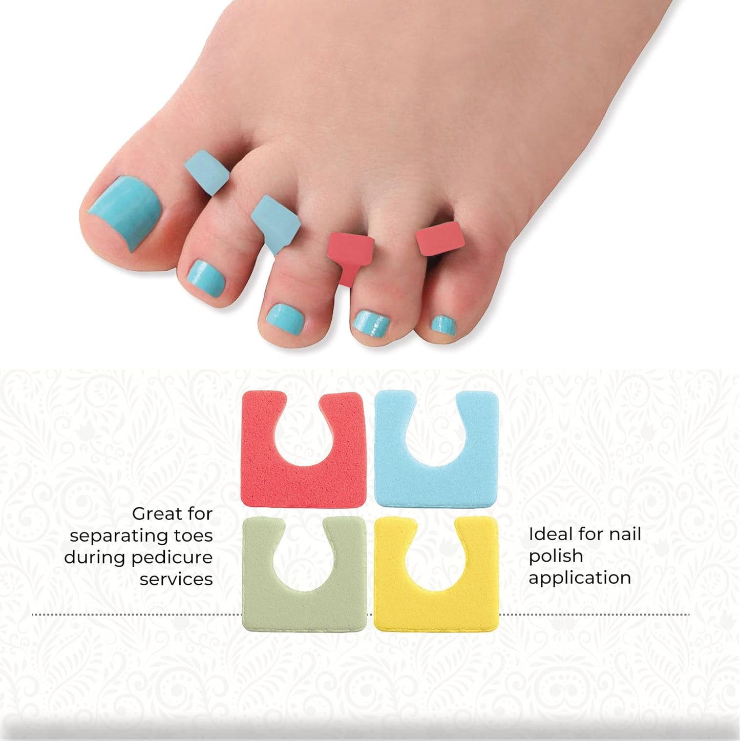 ForPro Sole Toe Separators - Black Luxurious Foam Separators - Individual Toe Separators for Pedicures – 144-Count