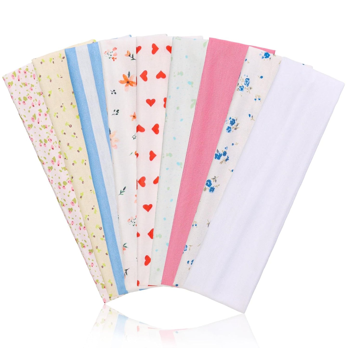 9 Pack Headbands for Women Non Slip - Fabric Elastic Hair Bands for Women's Hair, Soft Cotton Cloth Stretchy Sport Headbands, Sweat Absorption Athletic Hairbands for Workout Yoga Running - A