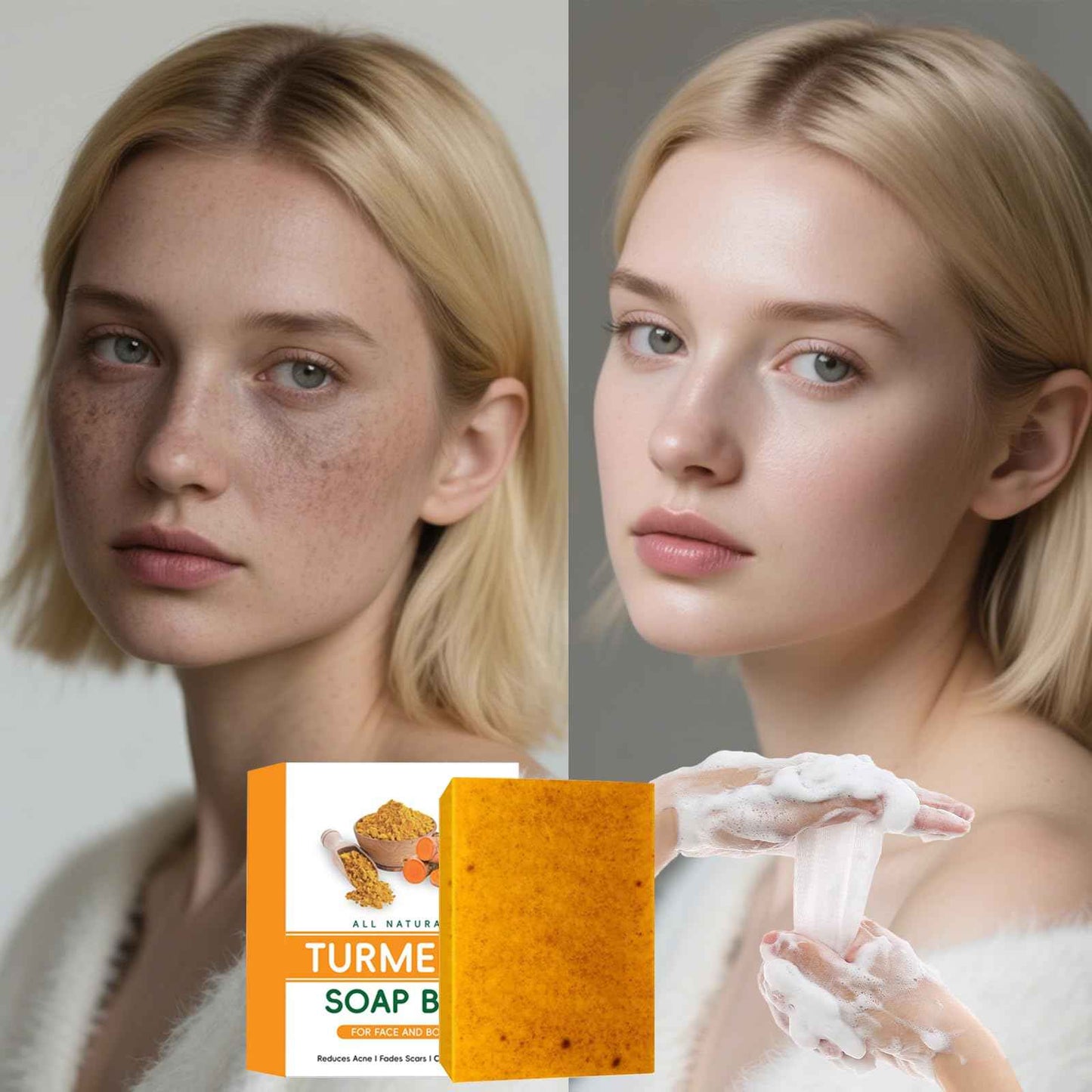 Lemon Turmeric Kojic Soap – Kojic and Turmeric Soap, Jabon De Curcuma Para Las Manchas, TurmericSoap Bar for Face and Body, Moisturizing Deep Cleansing