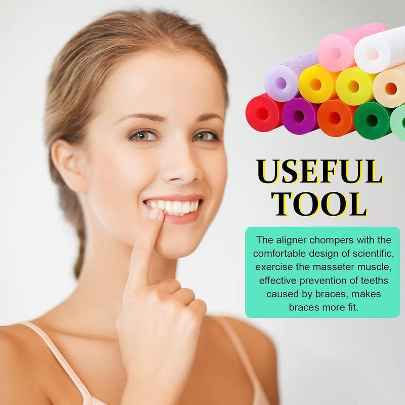 110 Pcs Aligner Chew Silicone Chompers - Dental Accessories for Invisible Trays | 11 Colors & Flavors