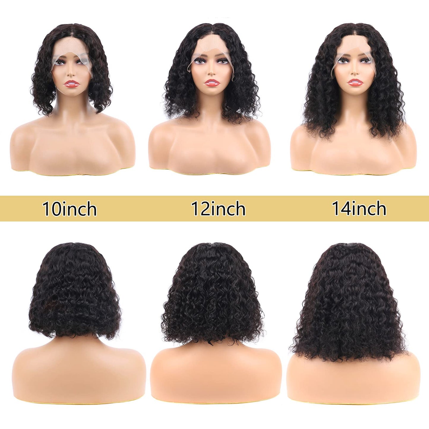 VIYAVIYA VIYAIVY Water Wave Lace Front Wig Deep T Part Bob Lace Wigs Brazilian Wet and Wavy Human Hair Wigs for Black Women Pre plucked Can be Dyed 12 Inch