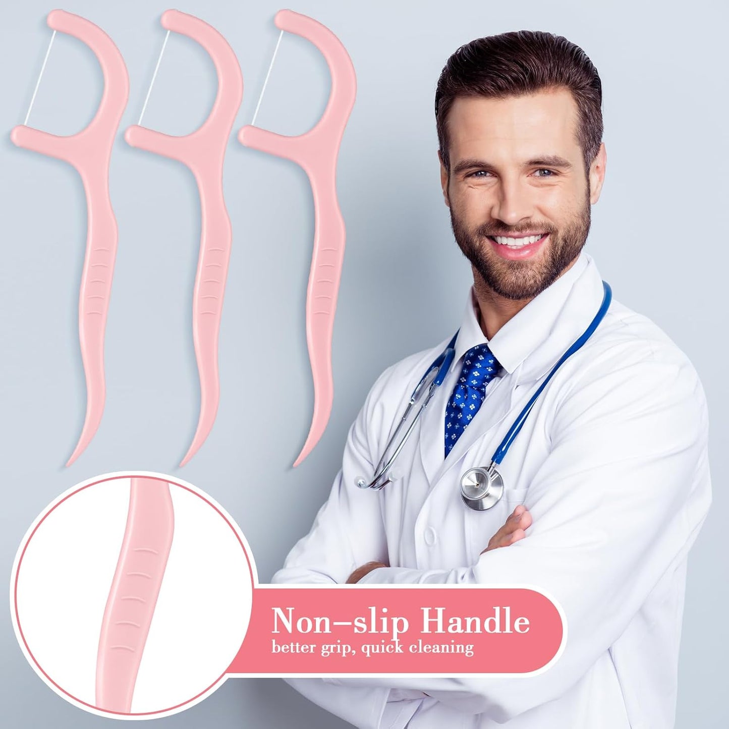 Baderke 200 Count Floss Picks Bulk Non Breakable Tooth Picks Flosser Dental Floss Sticks for Adults Teeth Cleaning Dental Flossers for Family Pack Travel(Light Green)