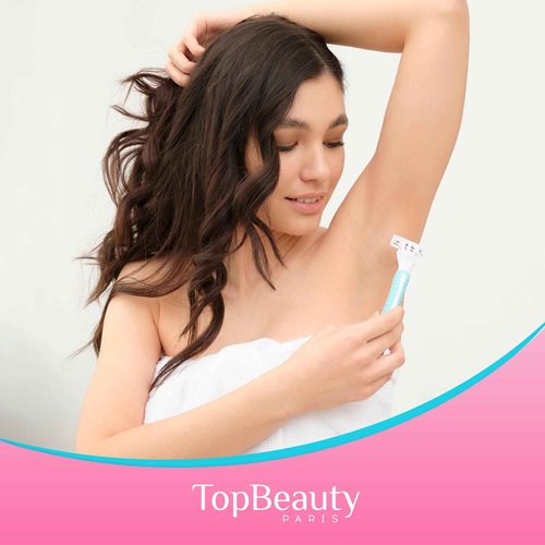 TopBeauty Paris Slim Razors for Women - Manual Razor with Refills (4 Handles + 76 Replaceable Cartridges) - 3-Blades Technology - Beautiful Price - Bikini Razor - Soft Shave & Loving Care