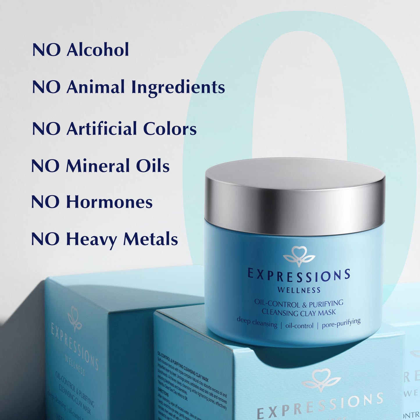 EXPRESSIONS WELLNESS Clay Mask for Face: Deep Cleansing Pore, Dead Sea Mud Mask with Salicylic Acid, Oil-Control, Reduces Acne – for Sensitive, Oily & Acne-Prone Skin, 4.06 Oz