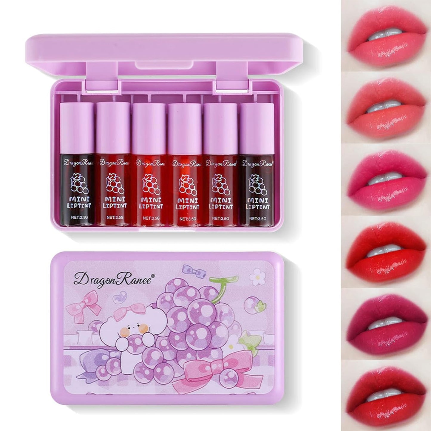 6 Colors Lip Tint Stain Set, Korean Velvet Watery Lip Stain Moisturizing Mini Liquid Lipstick, Multi-use Lip and Cheek Tint, Long lasting Non-Stick Cup Waterproof, Lip Color Makeup