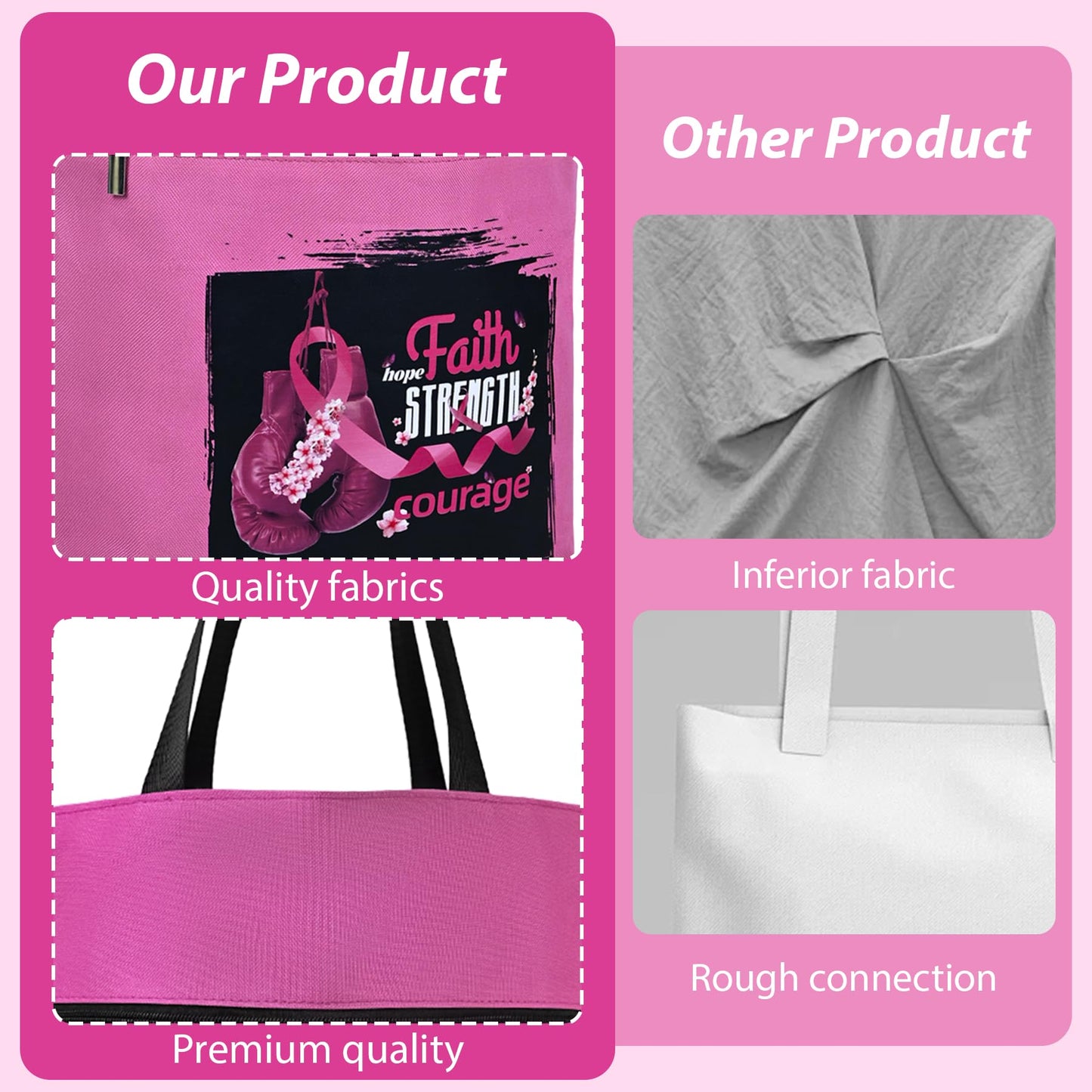 Kuabiz Breast Cancer Awareness Gifts for Women Cancer Awareness Tote Bag Large Chemo Care Package 20oz Stainless Steel Tumbler