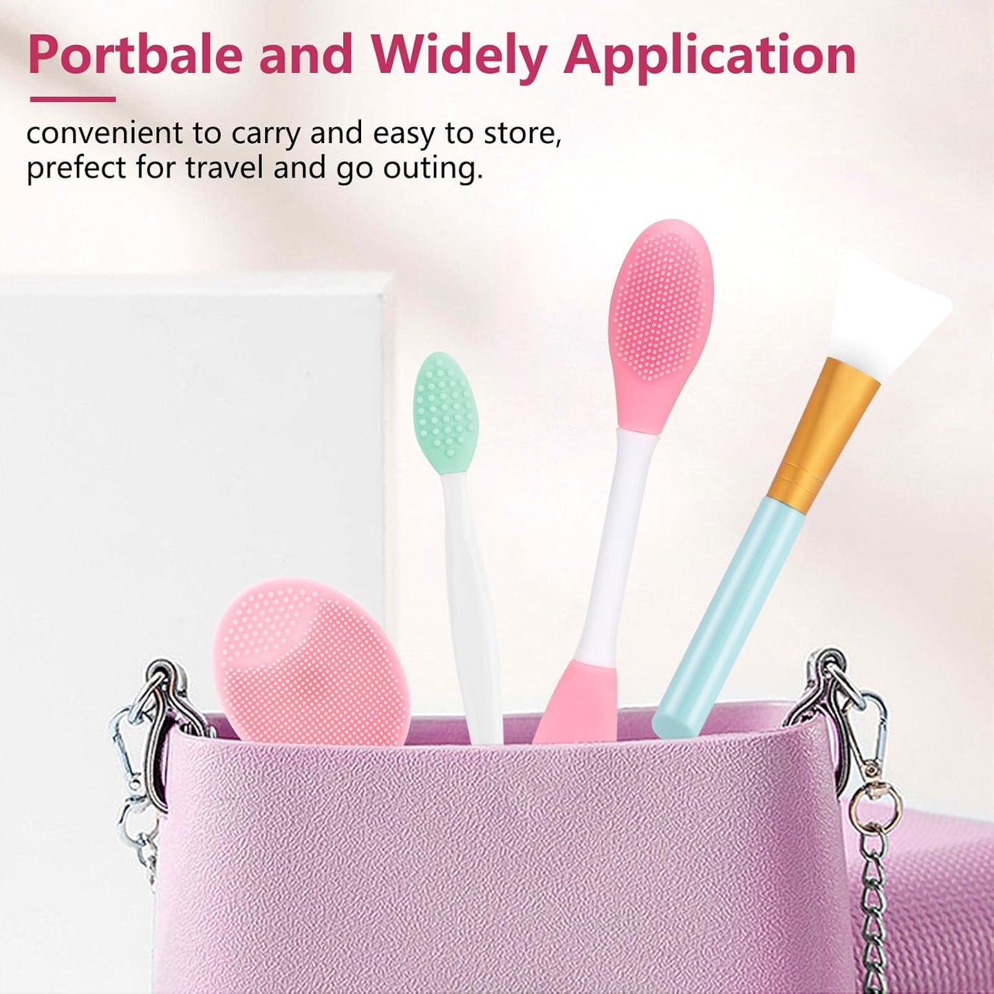 Silicone Face Scrubber, 2pcs Exfoliating Lip Brush, 2pcs Face Cleansing Brush & Silicone Facial Mask Brush Exfoliator Blackhead Skin Care Tool