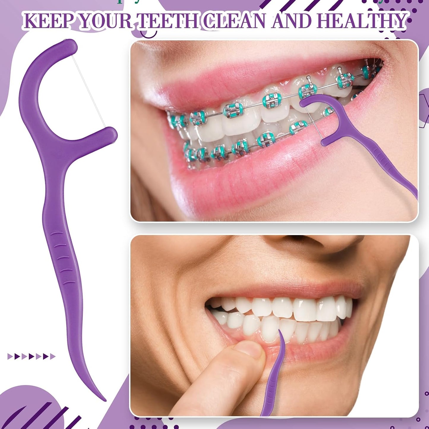 Baderke 200 Count Floss Picks Bulk Non Breakable Tooth Picks Flosser Dental Floss Sticks for Adults Teeth Cleaning Dental Flossers for Family Pack Travel(Light Green)