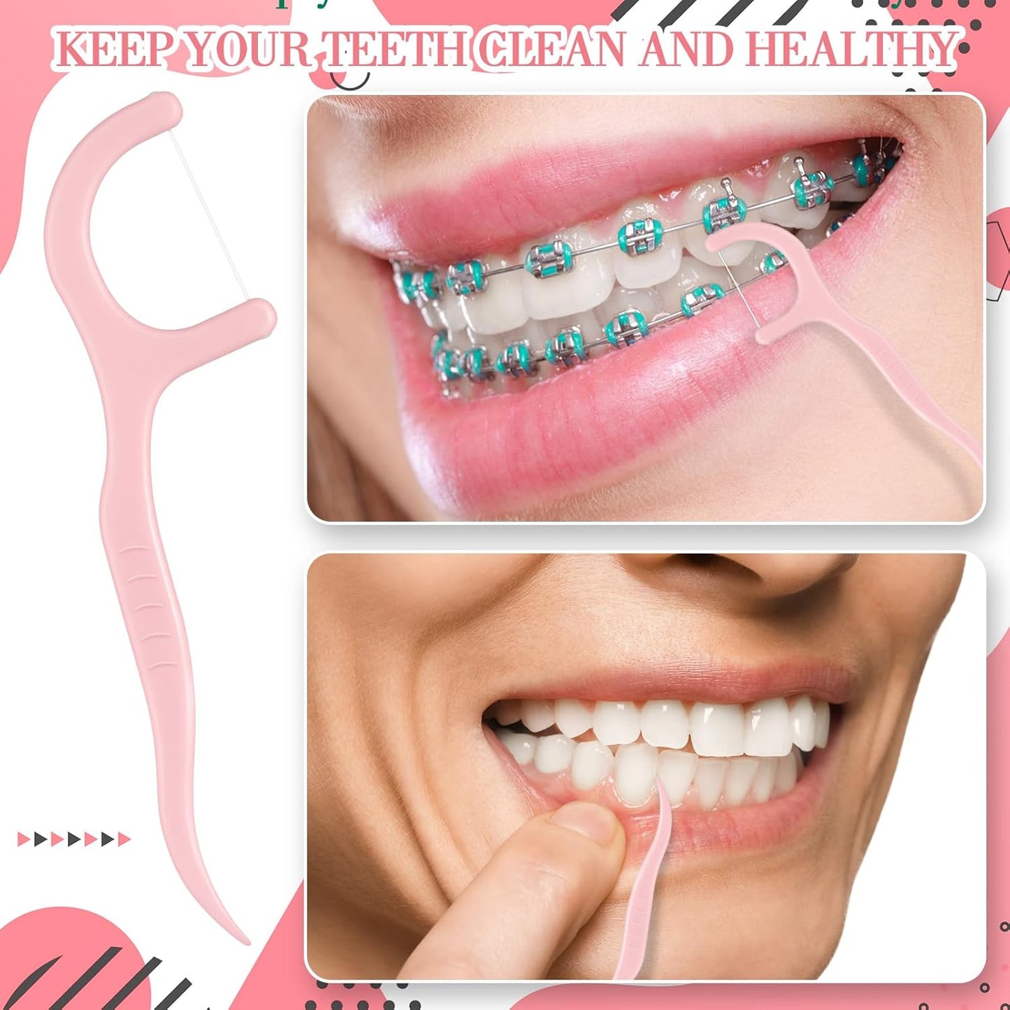 Baderke 200 Count Floss Picks Bulk Non Breakable Tooth Picks Flosser Dental Floss Sticks for Adults Teeth Cleaning Dental Flossers for Family Pack Travel(Light Green)