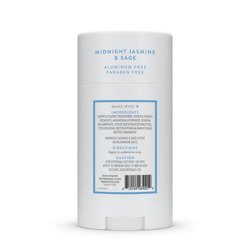 Native Deodorant Contains Naturally Derived Ingredients, 72 Hour Odor Control, Deodorant for Women and Men, Aluminum Free, Midnight Jasmine & Sage 2.65oz
