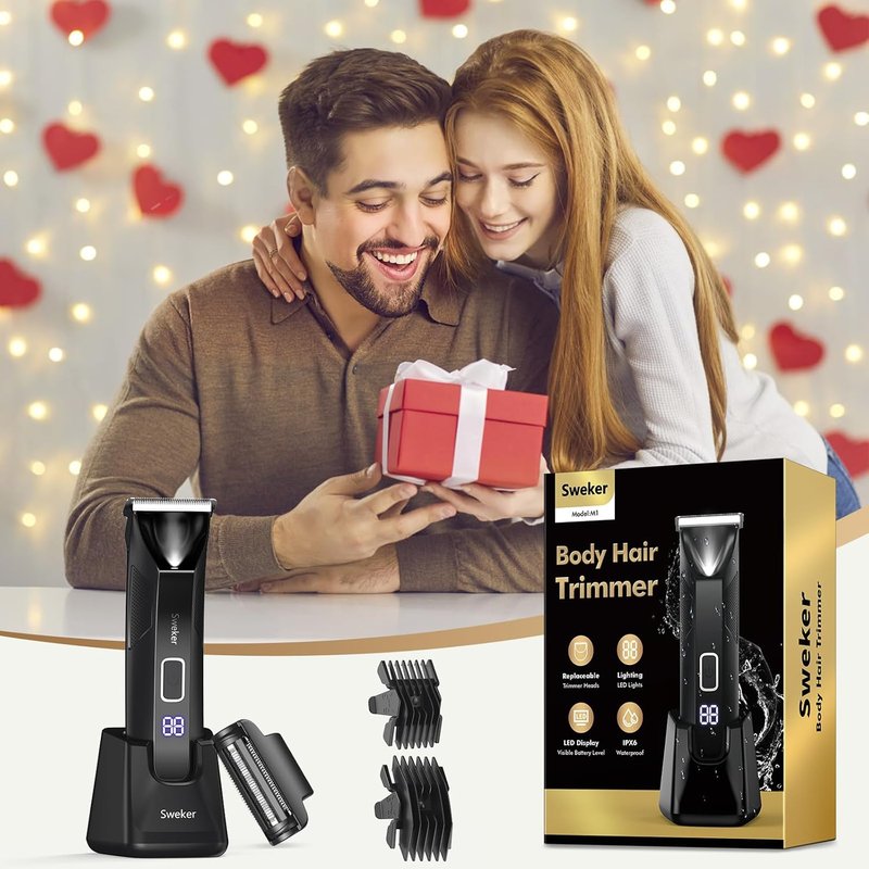 Body Hair Trimmer for Men - 2-in-1 Electric Groomer & Shaver | Dual-Head Design for Groin & Pubic Hair