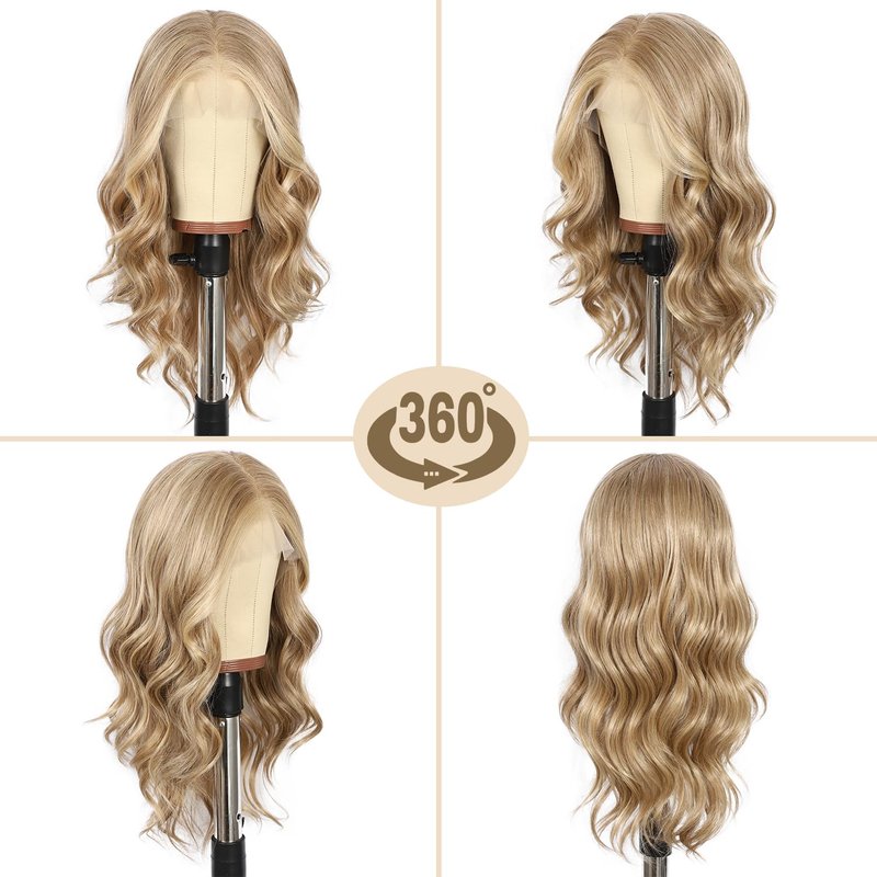 BABEHERS Honey Brown Lace Front Wig 13x4 Pre Plucked Body Wave Synthetic Lace Front Wig for Women Highlight Heat Resistant Hair 22 Inch Daily Use