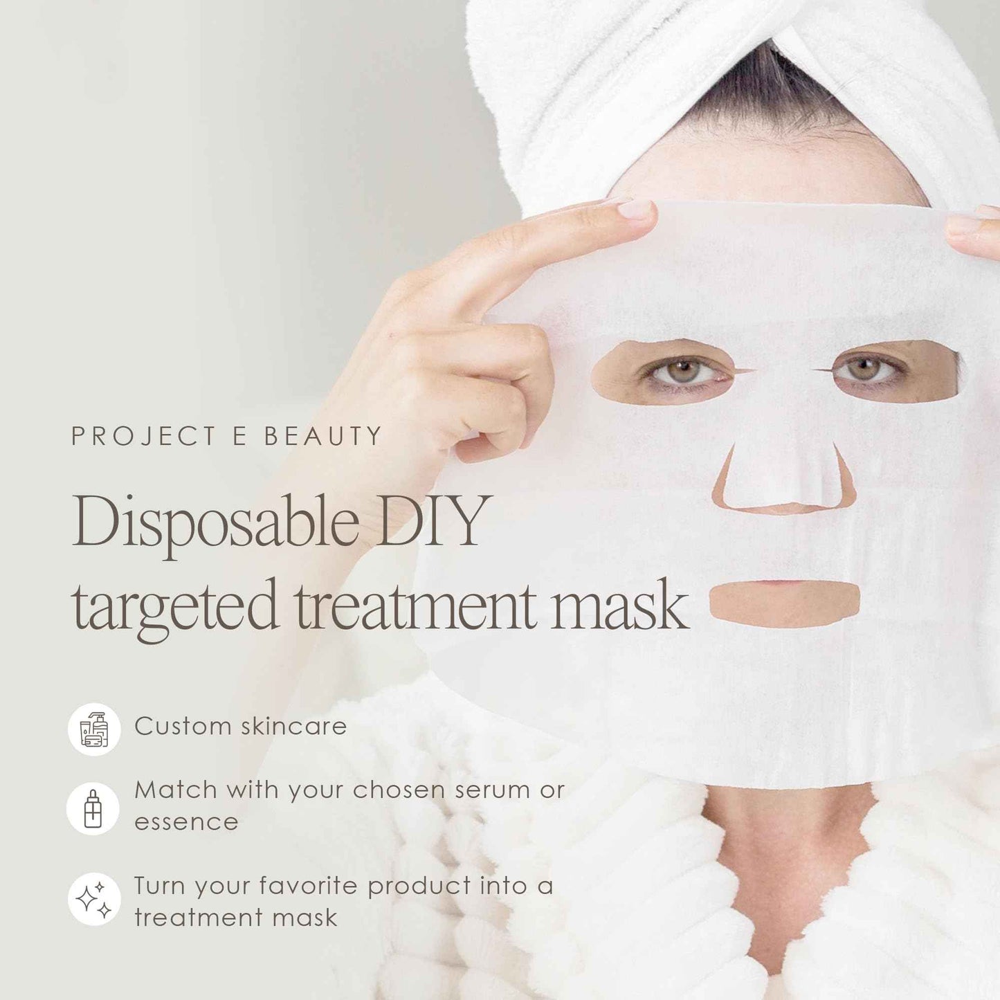 Project E Beauty 100pcs Disposable DIY Non-Woven Face Mask Paper Pre-Cut Facial Paper | For Home & Spa Salon Use | Cosmetic Facial Paper for Toner, Serum, or Lotion (100, Face Mask Shaped)