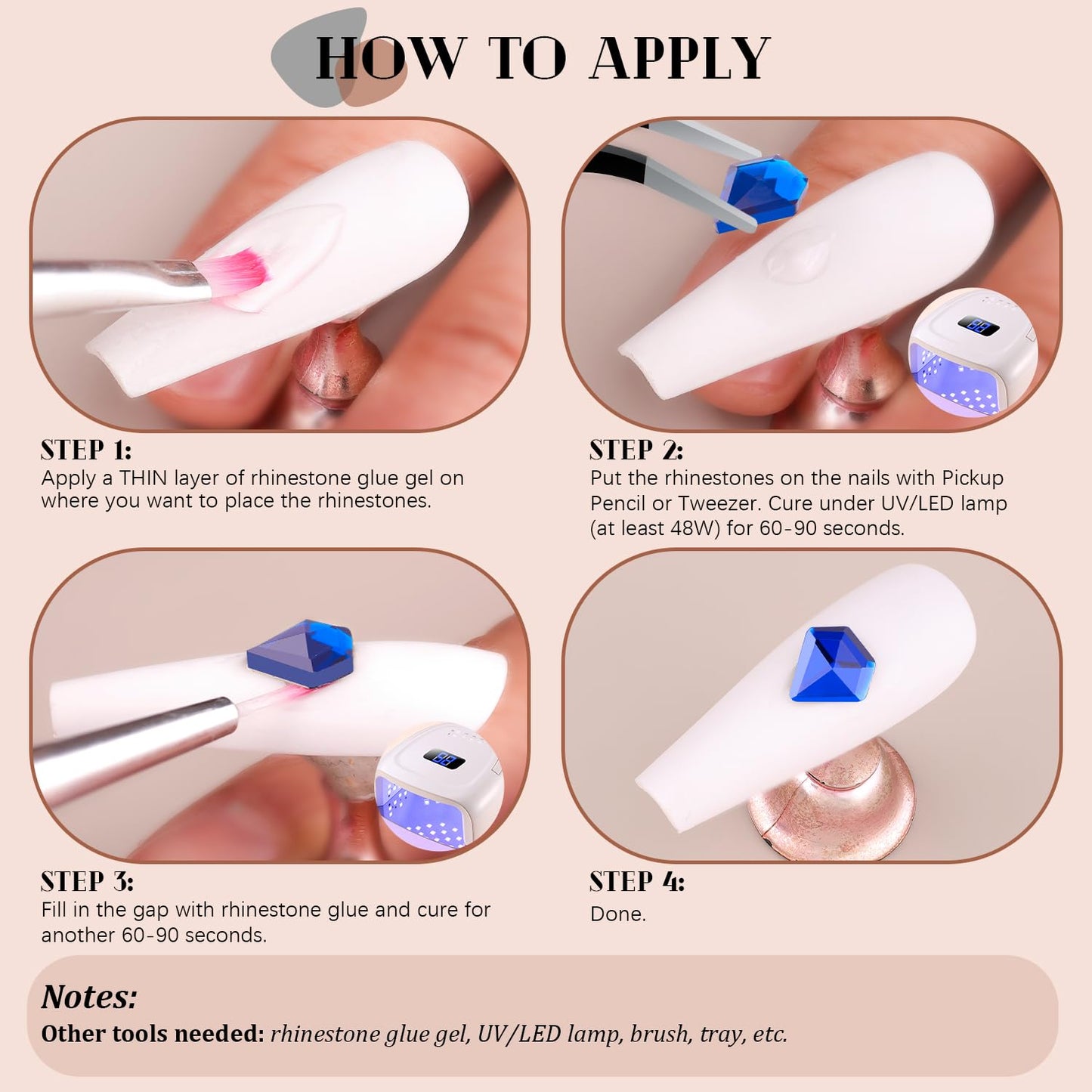 3220Pcs Champagne Gold Nail Rhinestones 120Pcs Multi Shapes Flatback Gems Charms Crystal+3100Pcs 1.5-4mm Round Beads, Glass Diamond Gemstones for Bedazzling Acrylic Nails Decoration