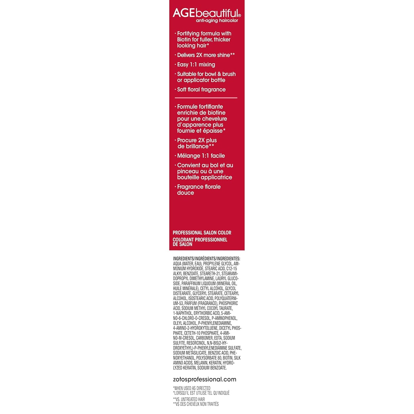 AGE Beautiful Permanent Hair Color Cream - 100% Gray Coverage, Anti-Aging Biotin Formula for Thicker, Fuller Hair | Professional Salon Quality