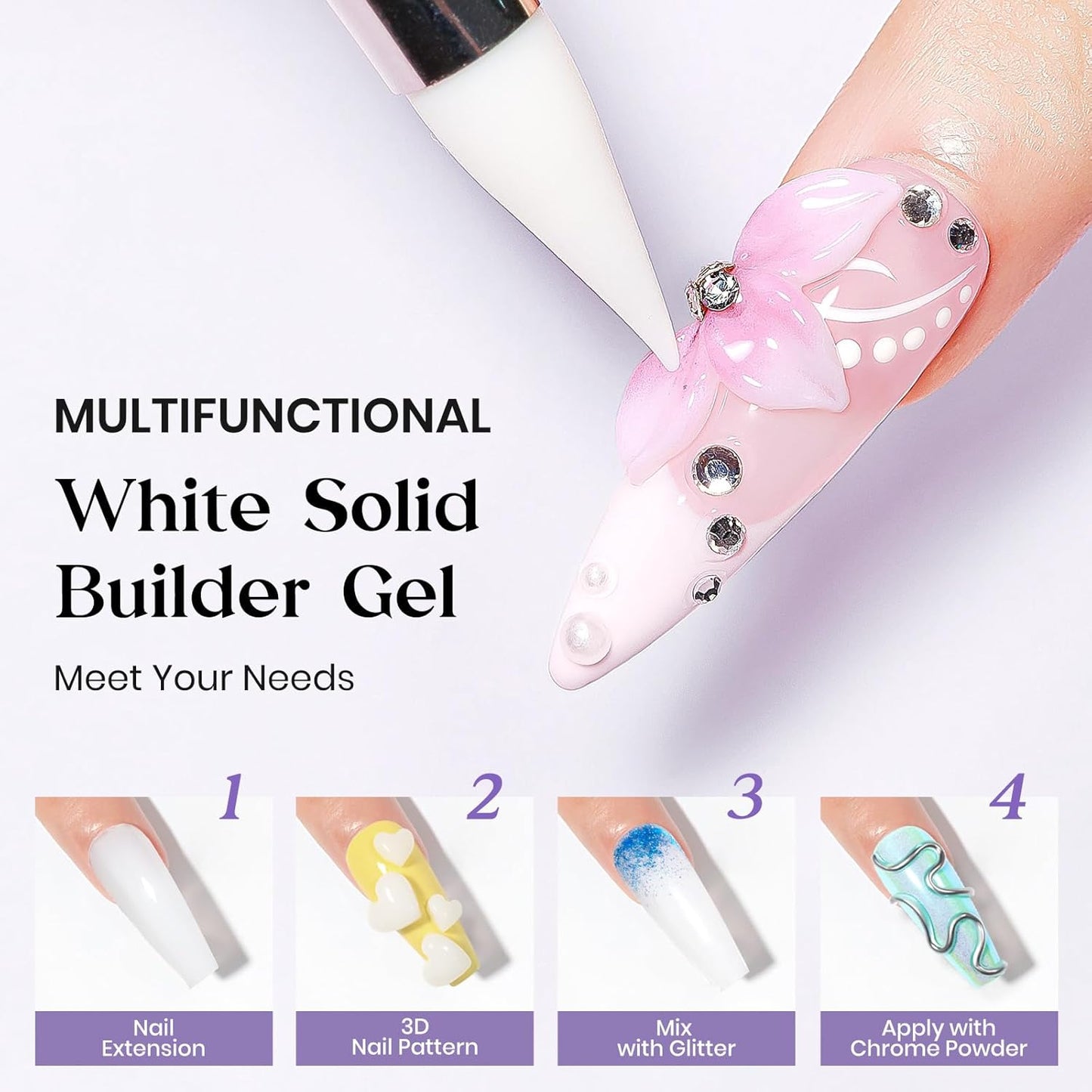MIZHSE Solid Builder Gel for Nails, Clear Non-Sticky Sculpting Gel, 3D Nail Art Carving Building Modeling Hard Nail Extension Soak Off UV/LED Nail Art Salon Home DIY 15g
