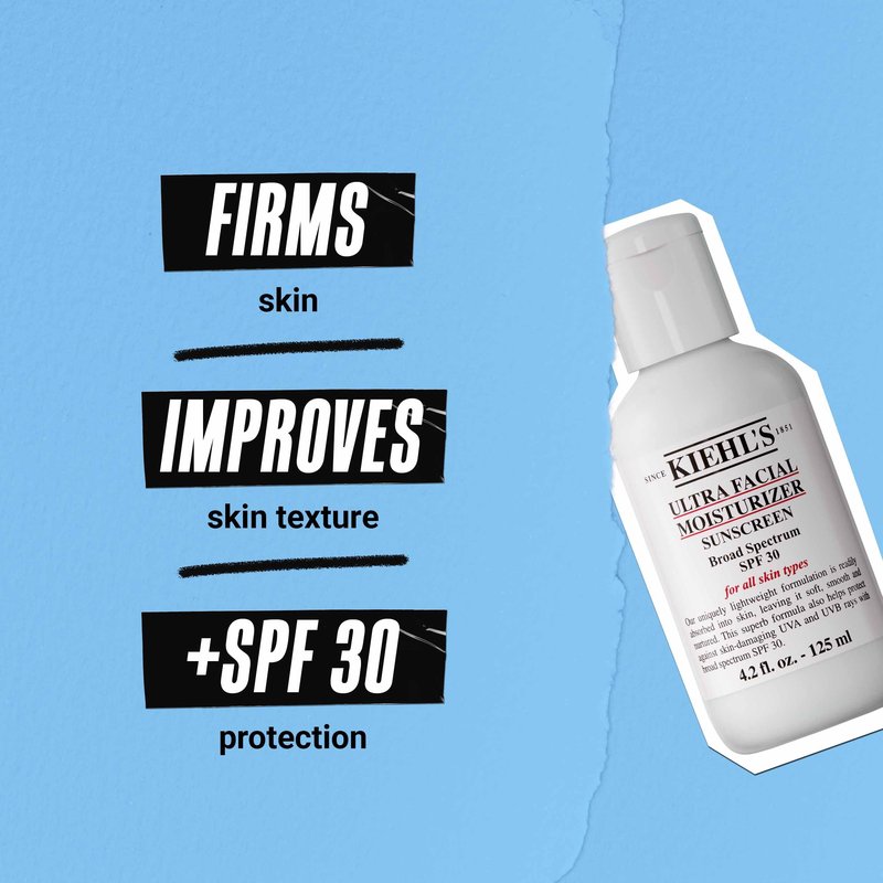 Kiehl's Ultra Facial Moisturizer with SPF 30, Hydrating Face Cream for All Skin Types, UVA & UVB Sunscreen Protection, Skin Feels Soft and Smooth, with Squalane, Paraben-free - 4.2 fl oz