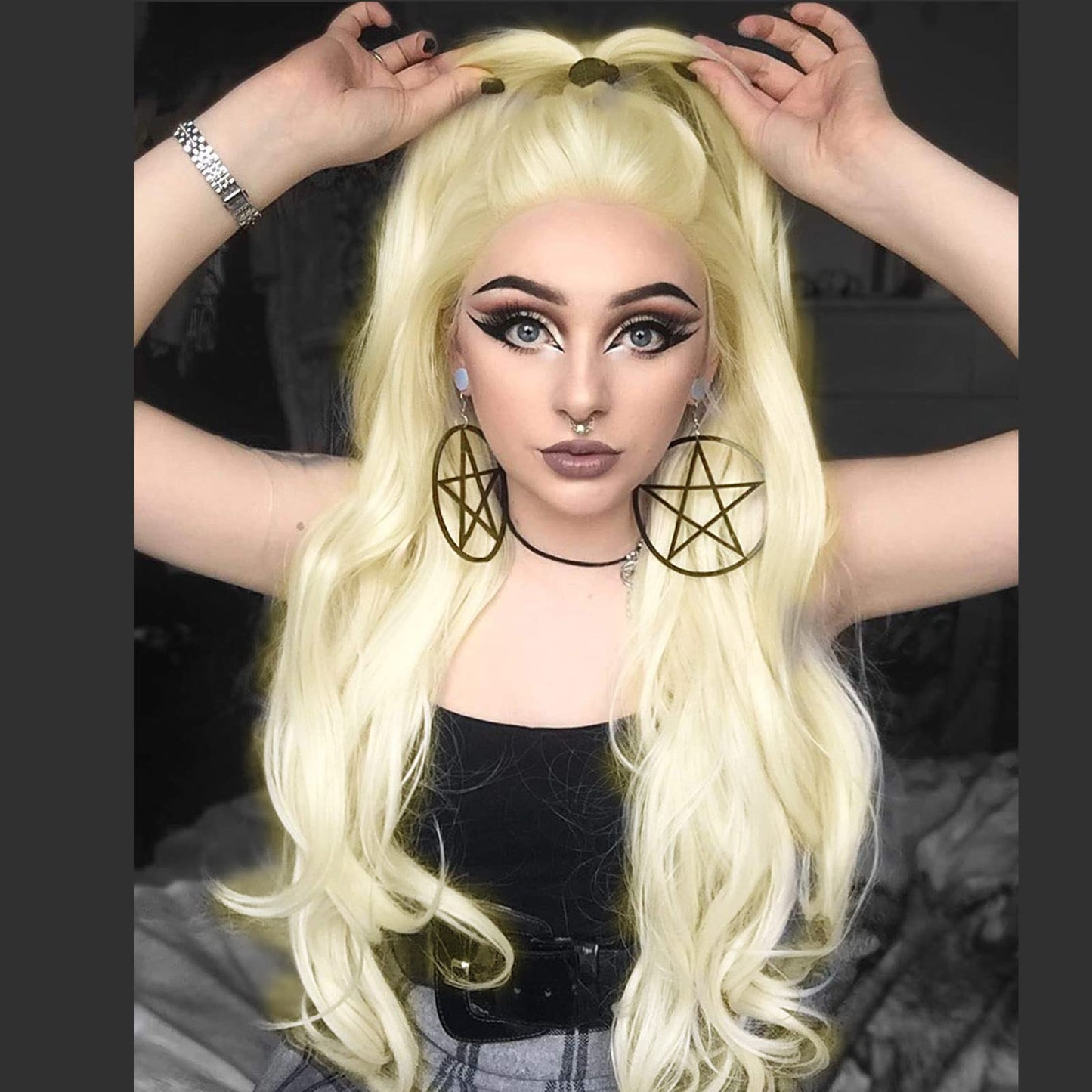 AFBeauty 613 Blonde Wig Realistic Glueless Lace Front Wig Long Wavy Wigs for White Women 613 Hd Lace Frontal Wig Natural Hairline Synthetic Heat Resistant Fiber Hair Daily Cosplay 24Inch Real Hair