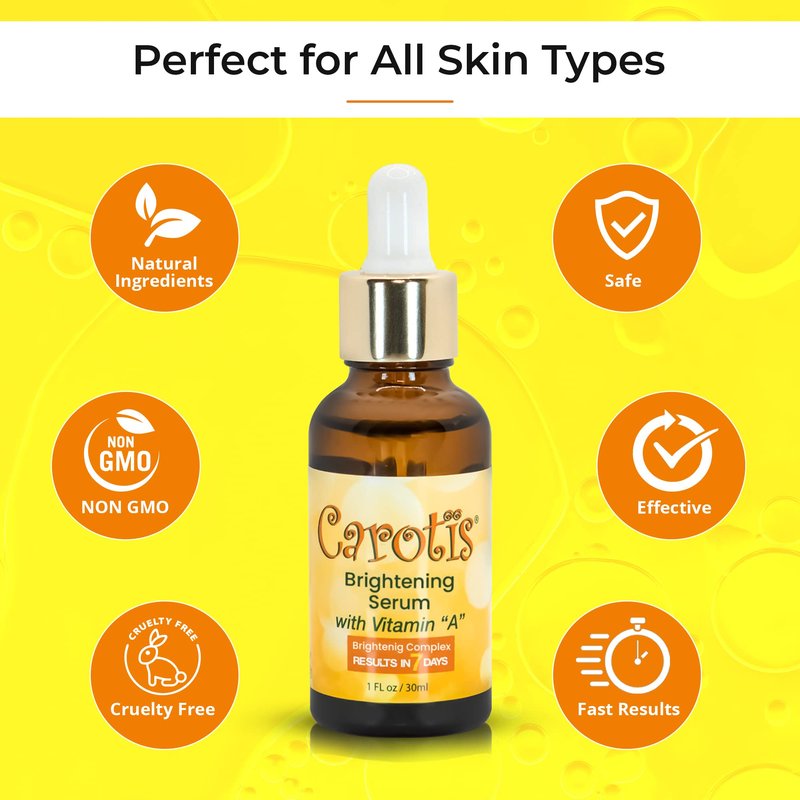 CAROTÏS, Skin Brightening Serum | 1 fl oz / 30 ml | Helps to Remove Dark Circles, Wrinkles & Spots, with Carrot Oil and Vitamin A