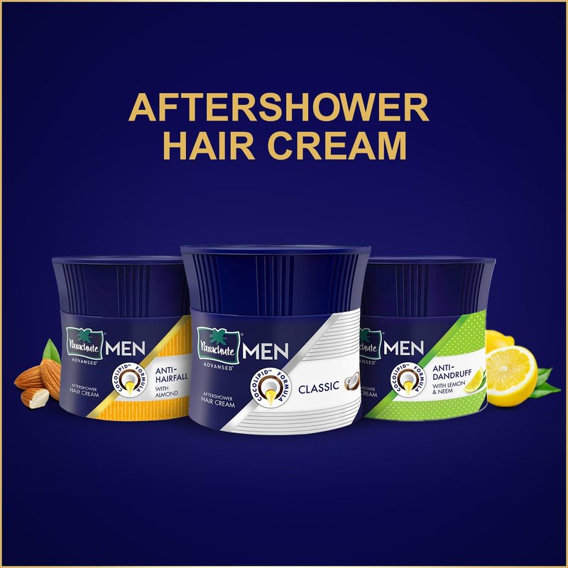 Parachute Advansed Hair Cream For Men |Hair Cream After Shower |Goodness of Coconut| Moisturizes & Strengthens Hair| For Soft, Smooth Hair| Non Sticky | 3.3 Fl.oz.