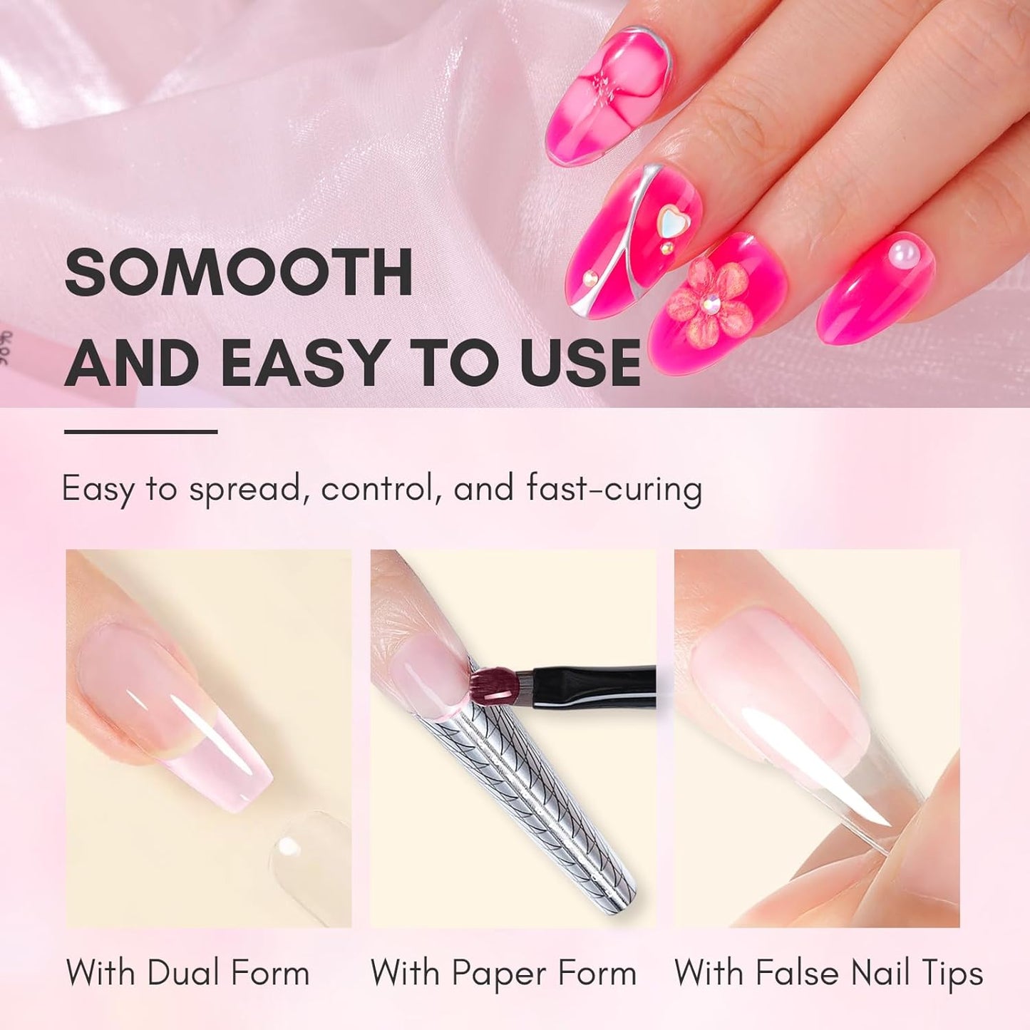 Makartt Poly Nail Gel: Clear 50ML Gel Builder for Natural-Looking Strengthener 3D Molding Gel for Trendy Nail Art-Long-Lasting and Easy to Use Supplies