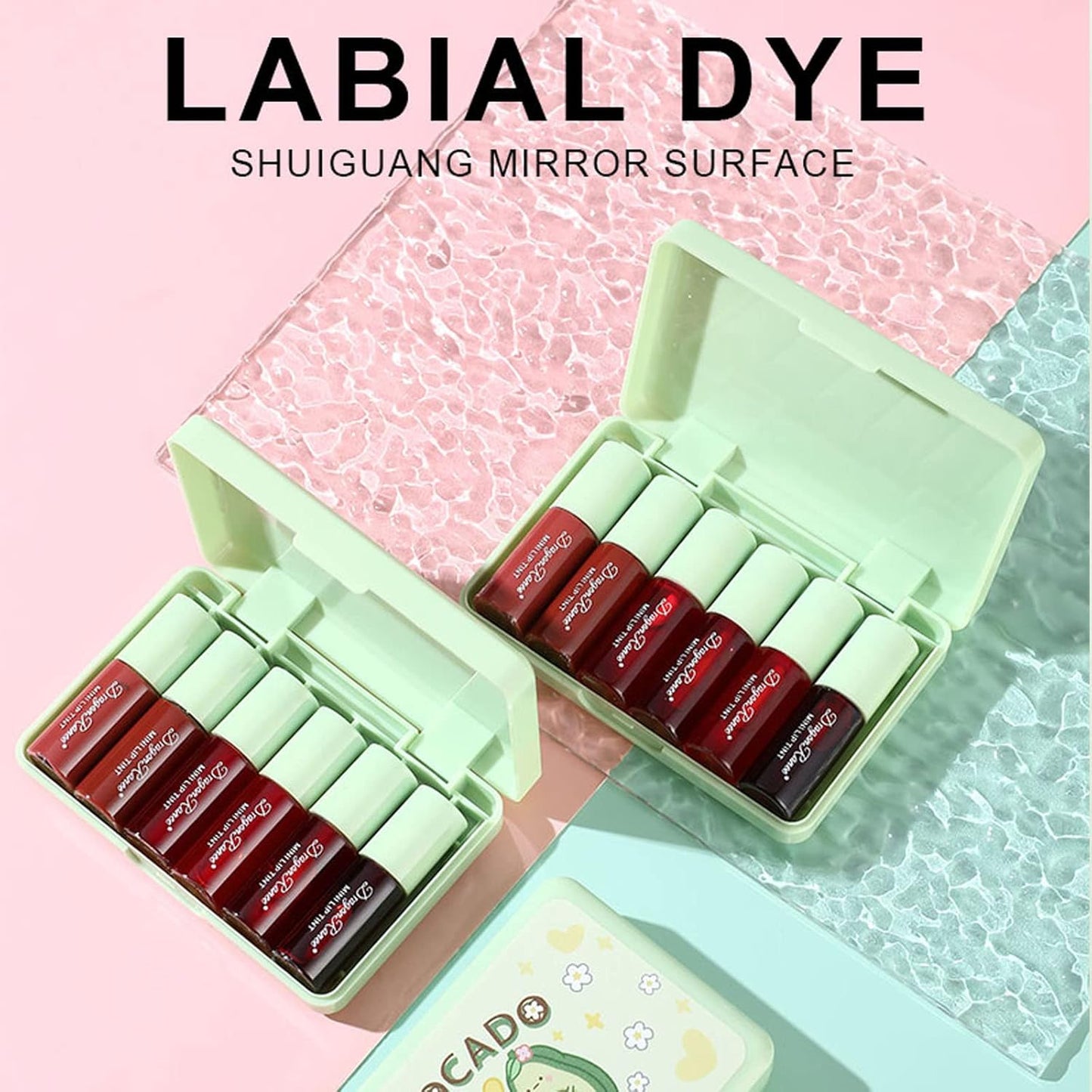 6 Colors Lip Tint Stain Set, Korean Velvet Watery Lip Stain Moisturizing Mini Liquid Lipstick, Multi-use Lip and Cheek Tint, Long lasting Non-Stick Cup Waterproof, Lip Color Makeup