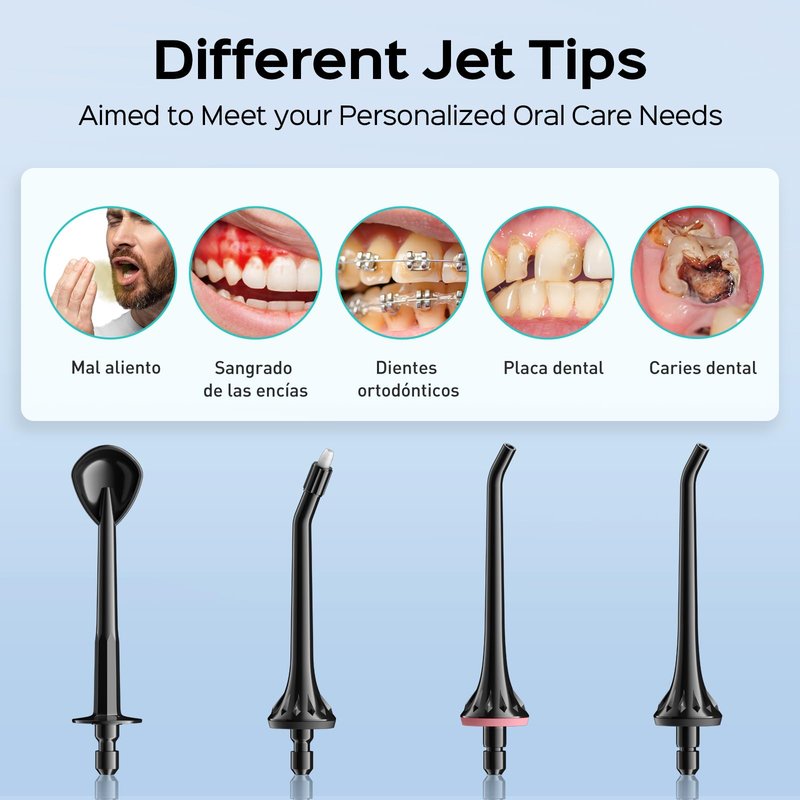 COSLUS Water Dental Flosser Pick for Teeth C30(FC5360): 4 Modes Cordless Portable 300ML Larger Tank Water Teeth Cleaner IPX7 Waterproof Flossing Cleaning Picks for Home Travel Black