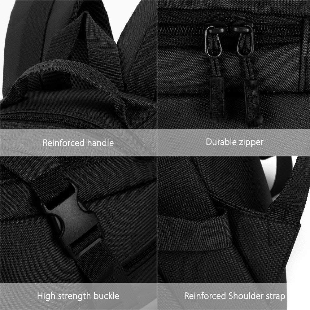ArcEnCiel Motorcycle Backpack Tactical Bag Army Pack - Rain Cover+Patch Included(Black Camo)