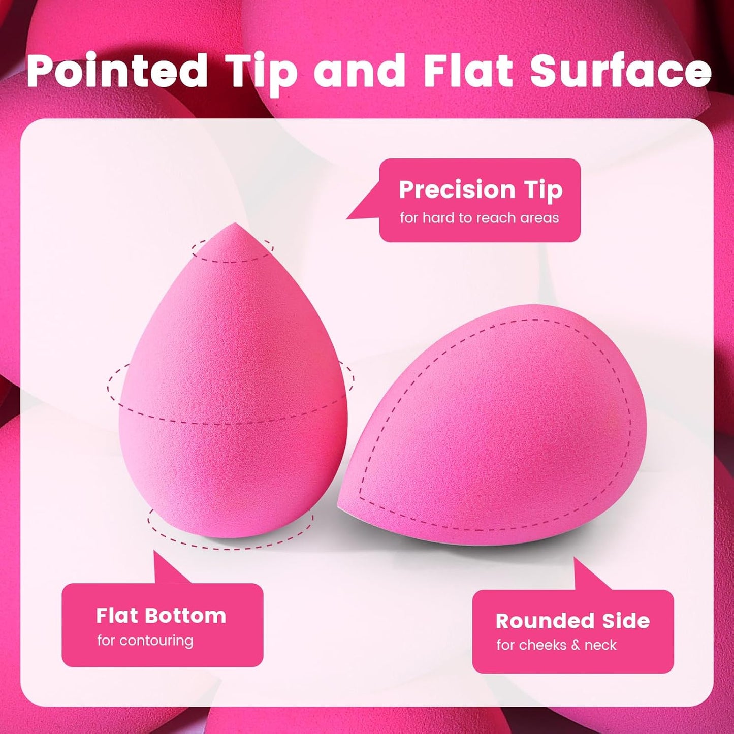 BEAKEY Makeup Sponge Set, 5 Pcs Foundation Blending Sponge, Beauty Sponges Flawless for Liquid, Cream, and Powder, Latex-Free and Vegan Boun Boun Makeup Sponges, Black
