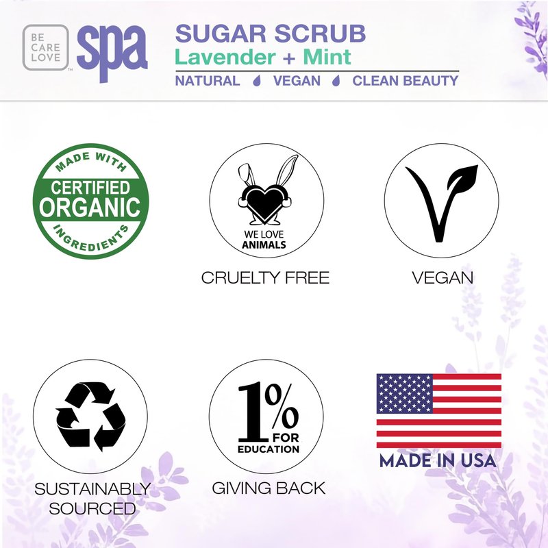 BCL Spa Calming Lavender Mint Sugar Scrub - Professional Soothing Body Scrub for Relaxation, Calming, Self Care Aromatherapy, Hydrating Exfoliator, Made in USA, 16 oz