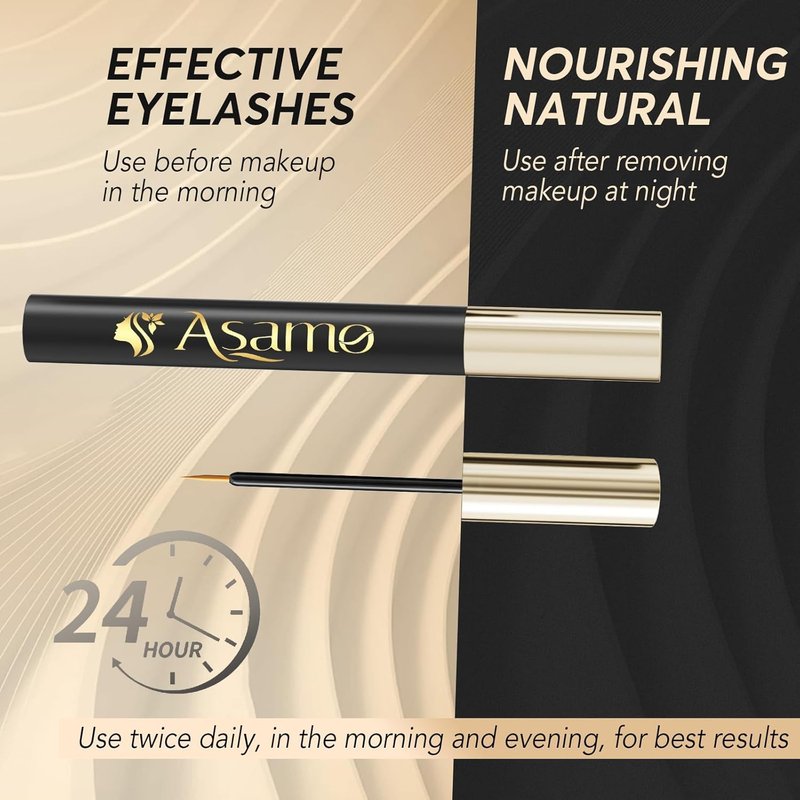 Eyelash & Eyebrow Growth Serum – 15 Plant Extracts for Longer, Denser & Fuller Lashes & Brows, Boosts Natural Hair Development,eyelash serum,Hypoallergenic Oil-Free,lash growth serum (PURE GOLD)
