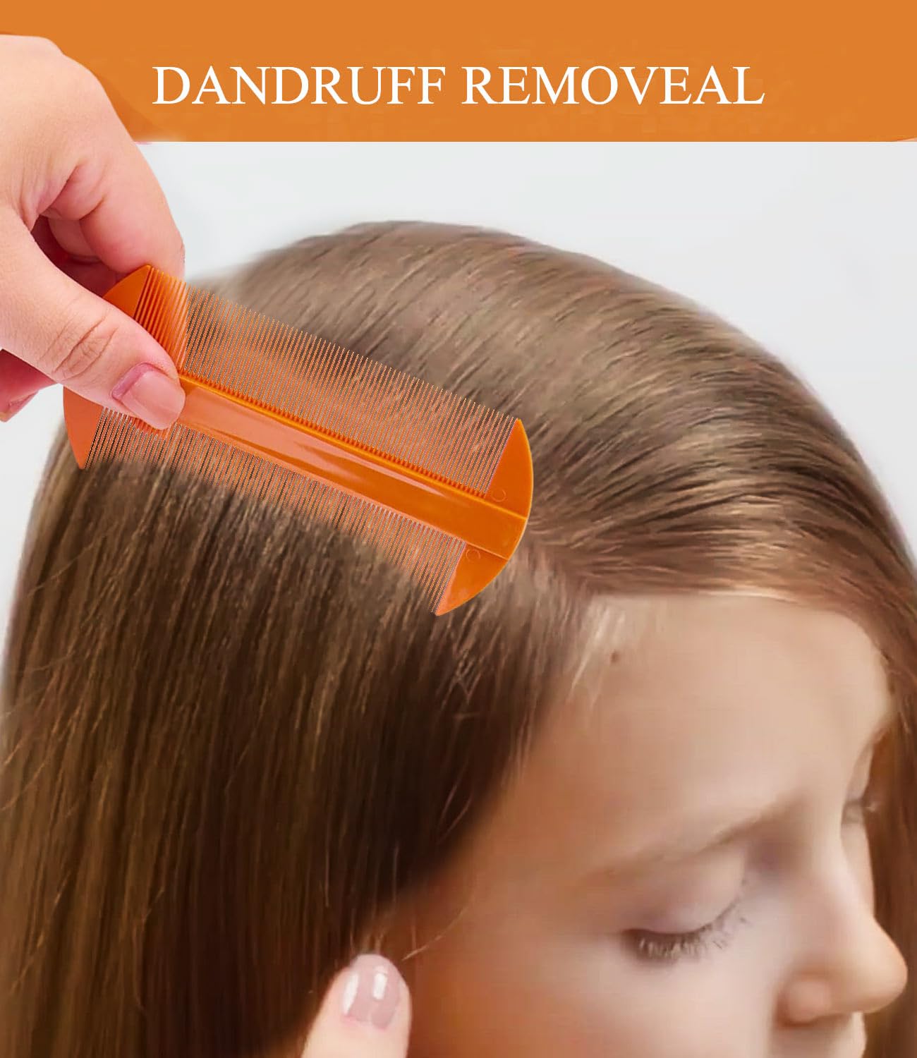 Dandruff Comb Fine Tooth Scalp Detox Comb Lice for Women, Men & Kids Stainless Steel Scalp Detoxing, Sweep & Massage Hair Brush Tool for Hair Care (1PC Brown)