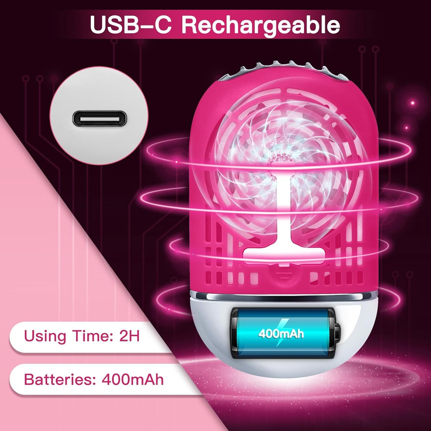 Lash Fan Mini Portable Eyelash Fan Handheld for Eyelash Extension Rechargeable USB C Air Cooling Blower with Built in Sponge Lash Extension Application(Pink)