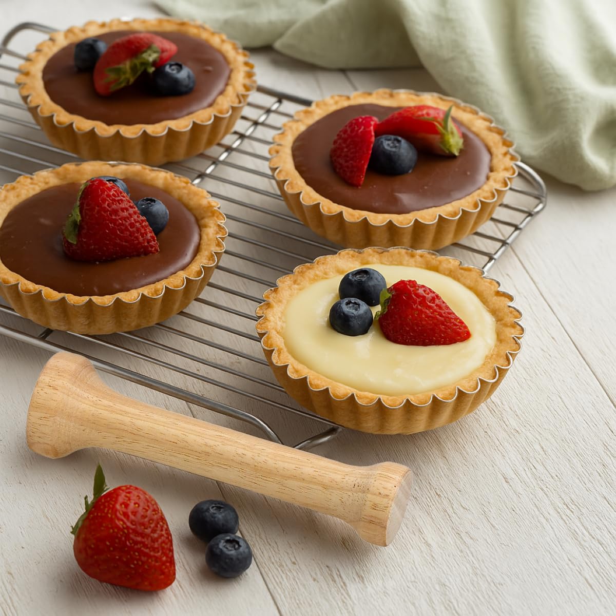 Mrs. Anderson’s Baking Dual-Sided Pastry Dough Tart Tamper, Hardwood, 6-Inches