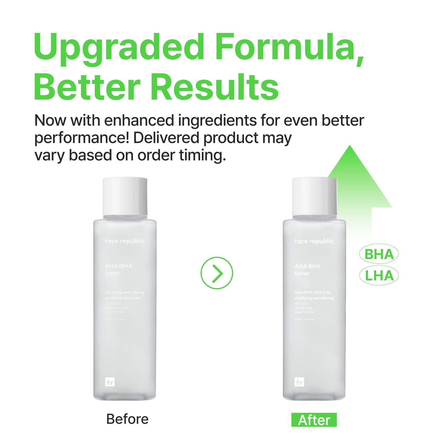 Face Republic AHA/BHA Toner 160ml 5.41 fl oz | Clarifying, Refining, Hydrating | Pore Care, Gentle Exfoliation | AHA BHA PHA LHA | for Oily, Sensitive Skin | Alcohol-Free | Vegan Korean Skincare