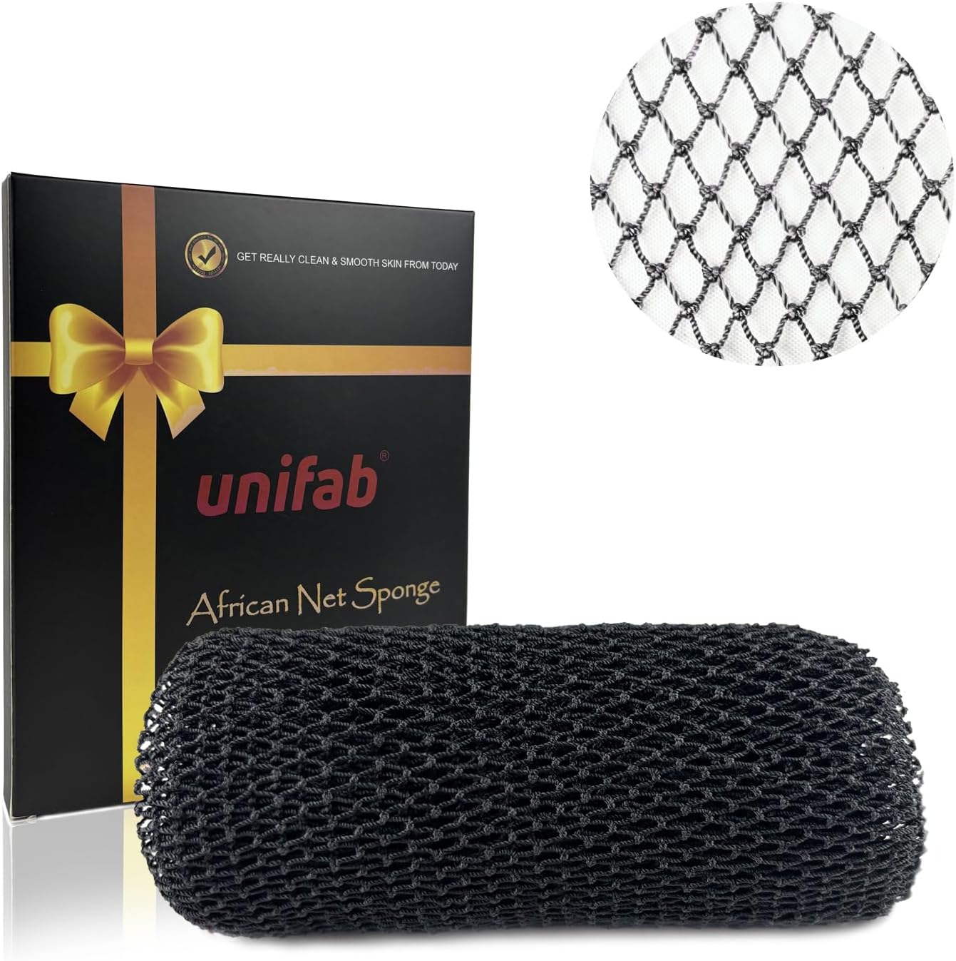 Unifab African Net Sponge Authentic Real African Exfoliating Net Bath Sponge Wash Cloth Exfoliating Washcloth African Net Cloth Body Scrubber for Shower Pink