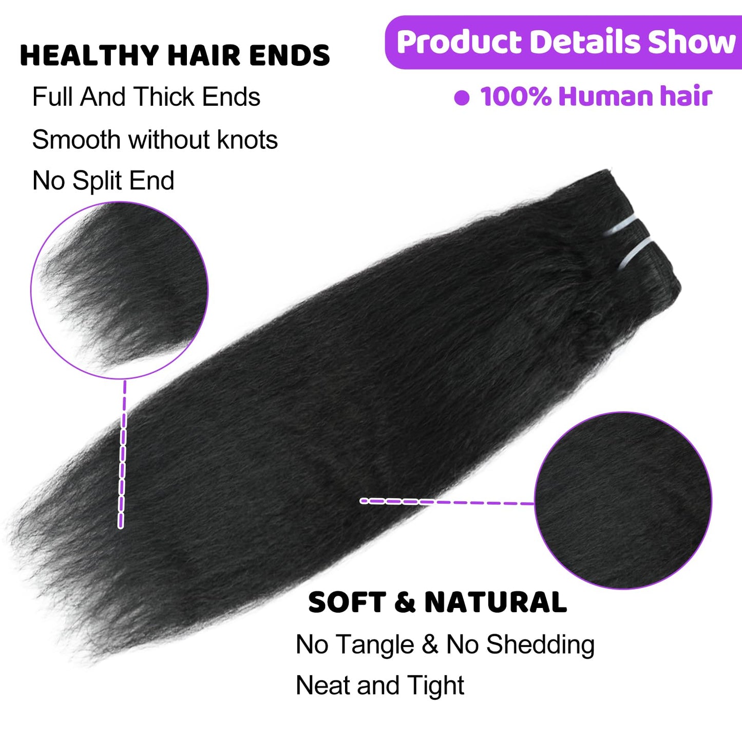 Clip in Hair Extensions Real Human Hair 12 inch Kinky Straight Clip ins For Black Women Remy Human Hair Extensions Clip ins Natural Color 8pcs 20 Clips 100g/Set