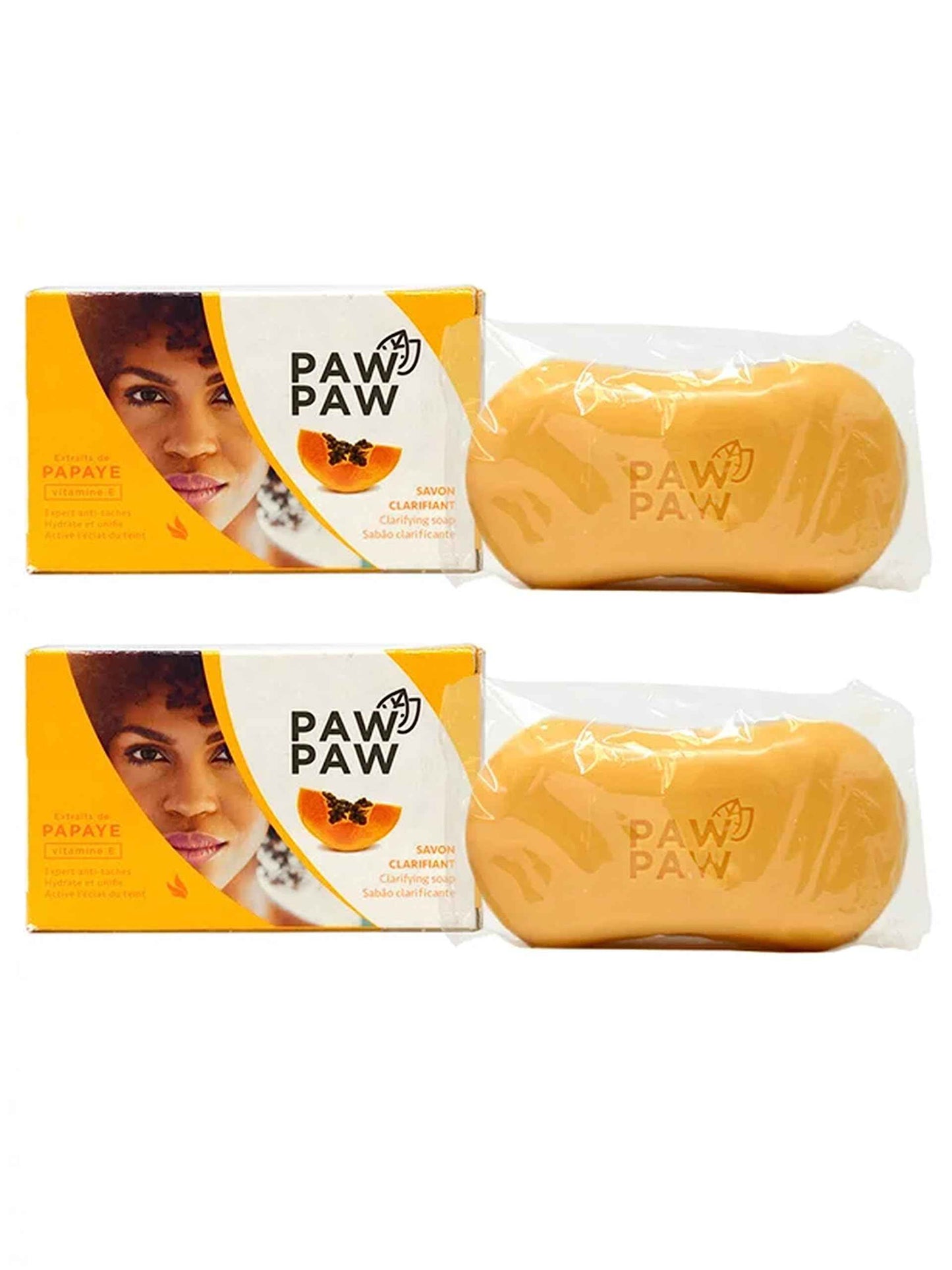 Paw Paw Skin & Body Clarifying Bar Soap Papaye Papaya Extracted with Vitamin E, 180g./6.3oz. (Pack of 2)