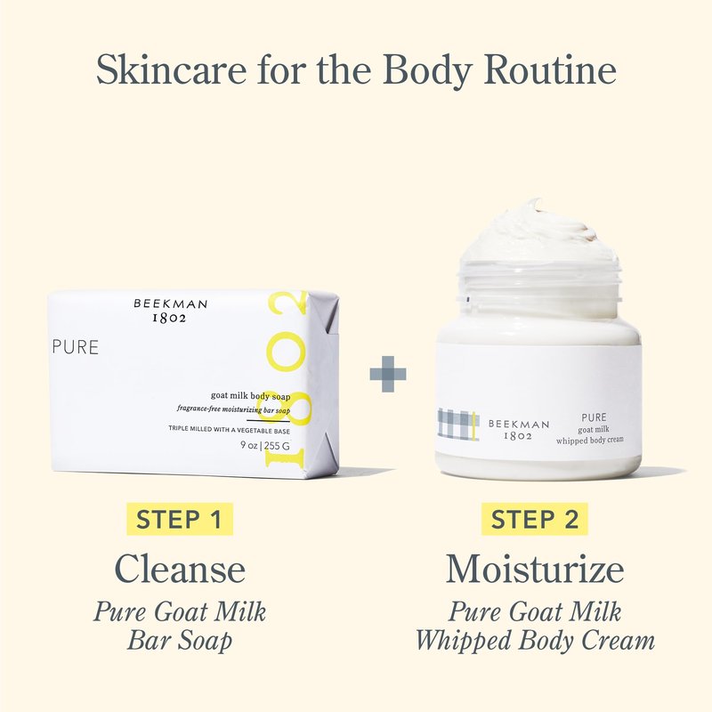 Beekman 1802 Whipped Body Cream – Rich Body Butter & Moisturizing Body Cream, Goat Milk Lotion, Shea Butter & Vitamin E, Hydrating Body Moisturizer for Dry Skin - Pure 8 oz