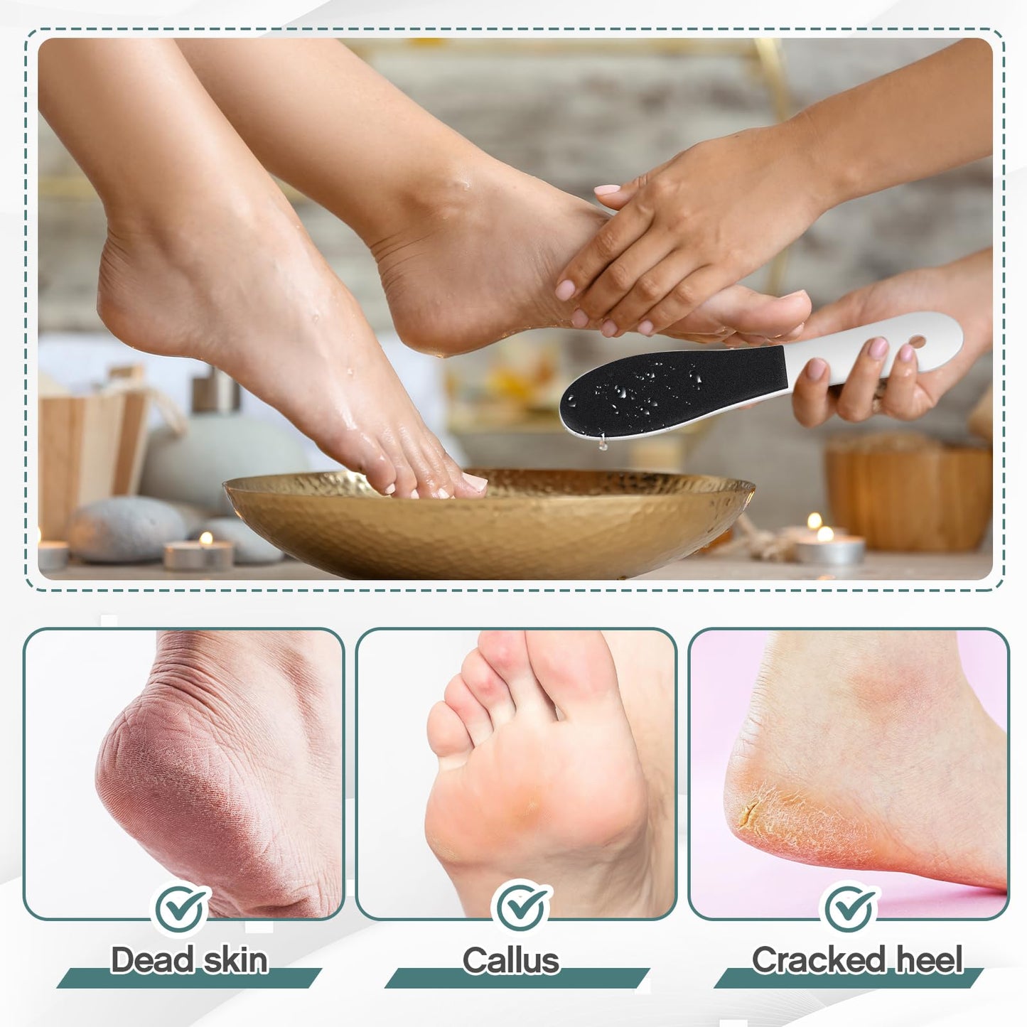 Lothee 30 Pack Foot File Foot Callus Remover Double Sided Professional Sandpaper Pedicure Tool Feet Scrubber Sander Feet Rasp for Dead Skin Cracked Heel Women Manicure Beauty Spa, 100/180 Grit, White