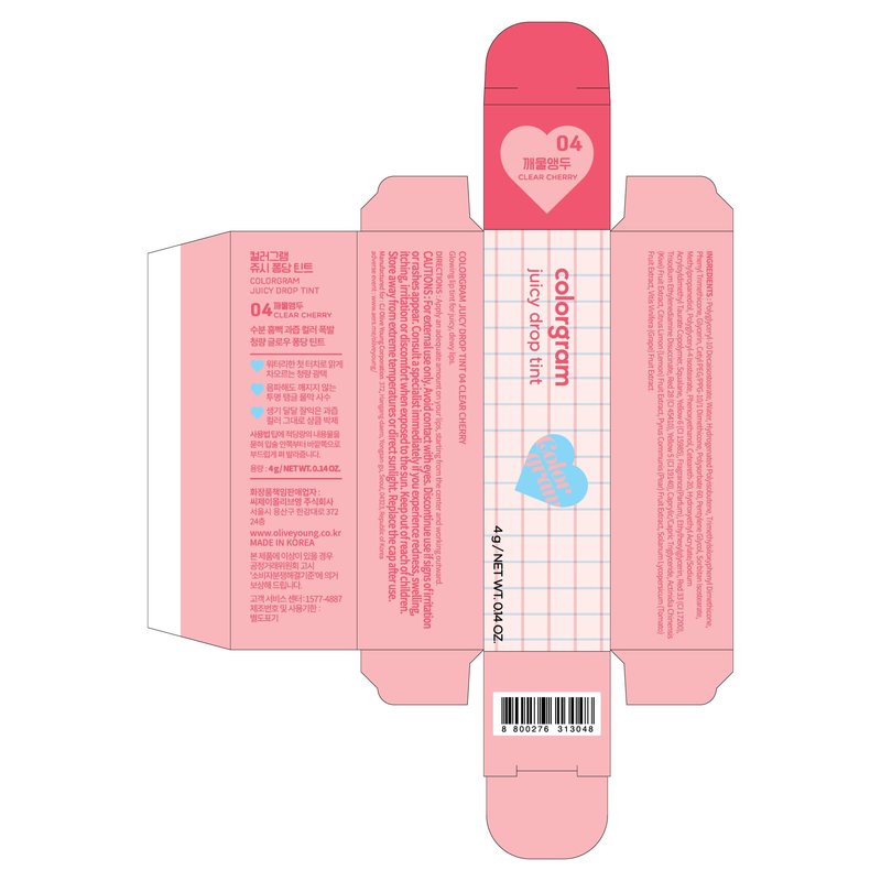 COLORGRAM Juicy Drop Tint 04 Clear Cherry | Juicy Lip Gloss, Glowing Lip Stain with Fruity Colors, Buildable & Blendable, Highly Pigmented