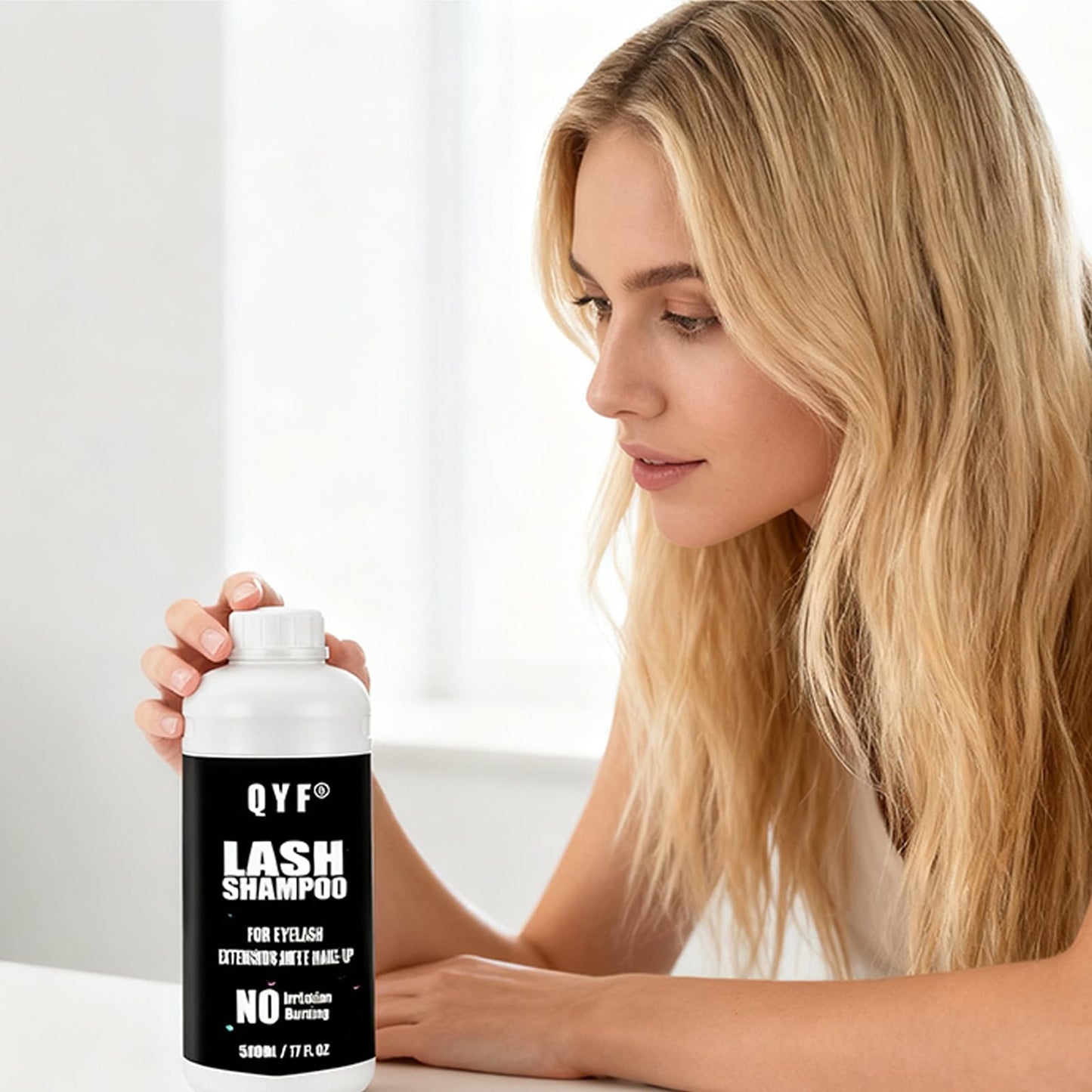 QYF Eyelash Extension Shampoo 500ml Lash Extensions Shampoo Eyelid Foaming Cleanser Paraben & Sulfate Free Non-Irritating for Professional Salon and Home Use